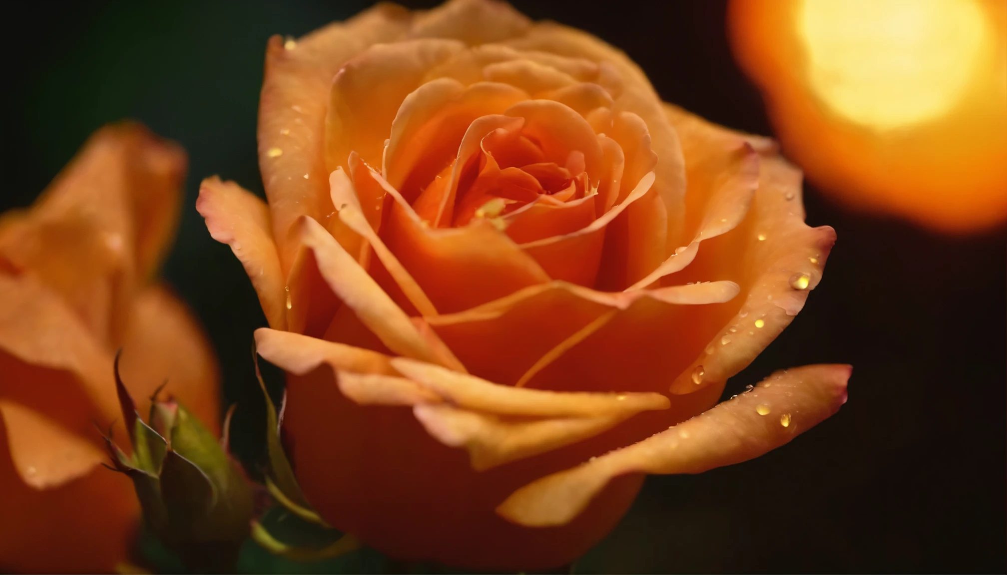 rose with fireflies that is burning in fire