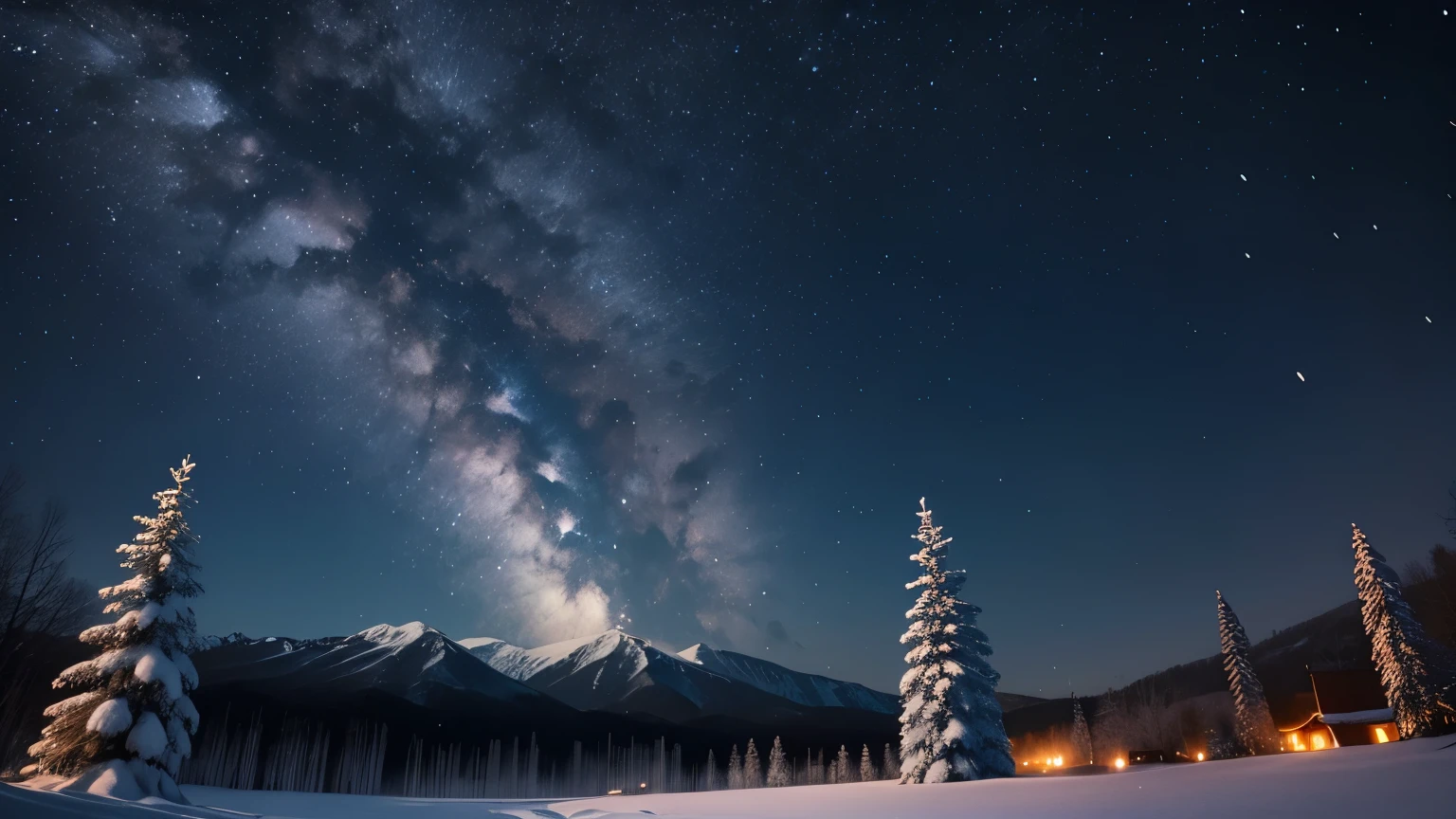 night sky with snow falling