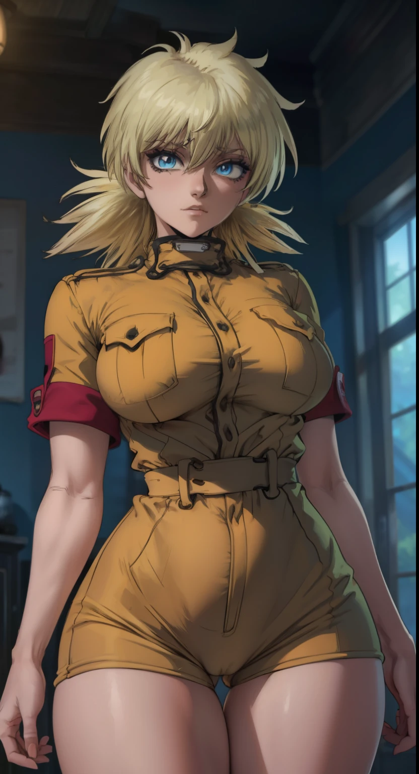 (masterpiece, highest quality, best quality, official art, beautiful and aesthetic: 1.2), (1girl), extremely detailed, (fractal art: 1.3), highest detailed, lower boddy focus, lower body, HDR, ), vivid visual effects, (dynamic stripes, luminous traces: 1.2), kuki, kuki shinobu, nude, hip focus, sexy, wide hips, thicc figure, completely naked, abs, muscular, ppussy, pusy focus. Face out of shot, Detailed face, Detailed eyes, perfect face, perfect eyes, seras, wearing overall jumpsuit, overall jumpsuit, exposed thighs