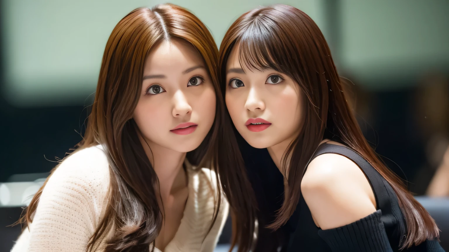 highest quality, table top, ultra high resolution, (Photoreal: 1.4), Front view, Half body, famous japanese actress, revealing clothing, very beautiful woman, cute, Cinematic 35mm lens, f/1 .8, beautiful double eyes, 上Half bodyショット, Luxury Club