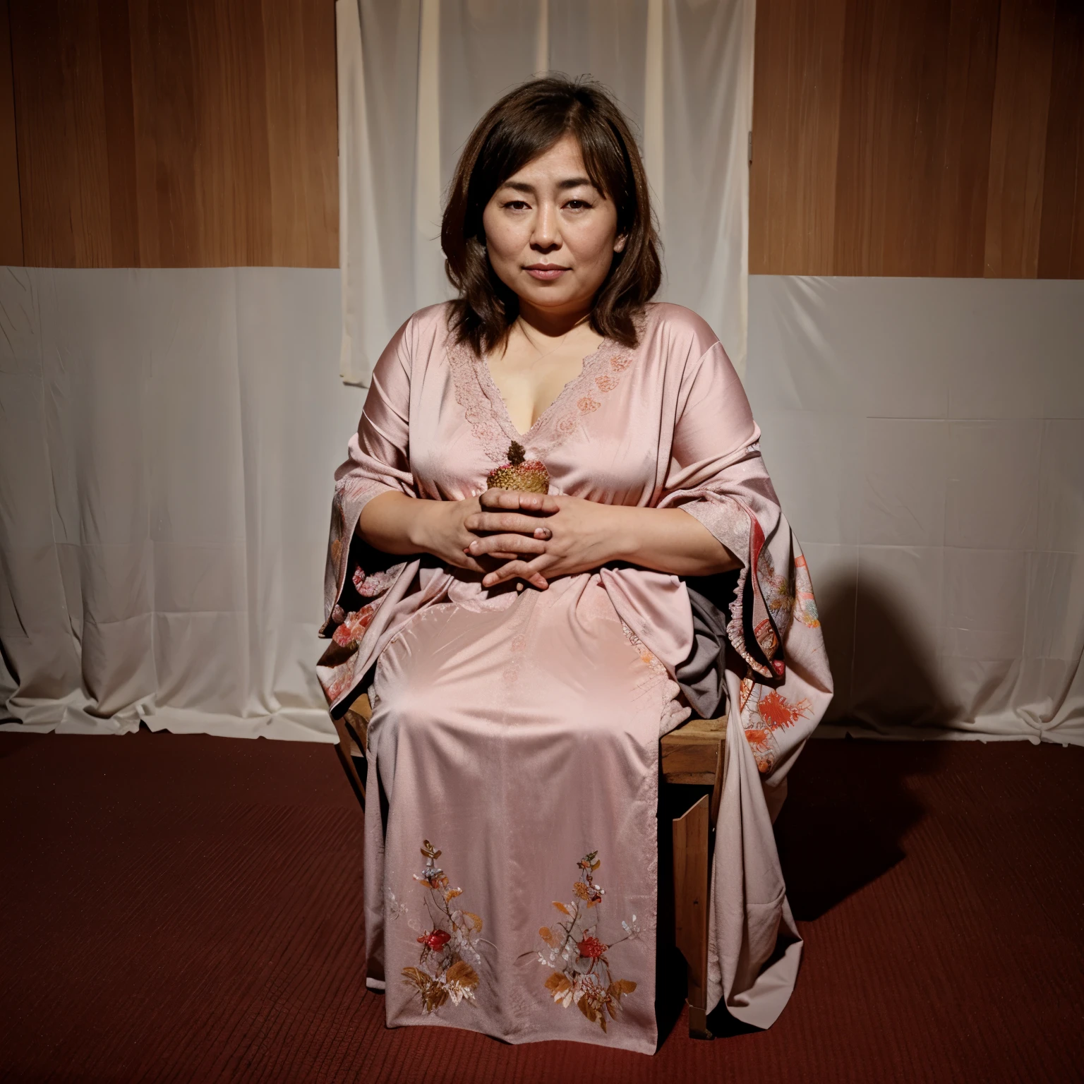 Uma japonesa de peitos grandes posando para foto