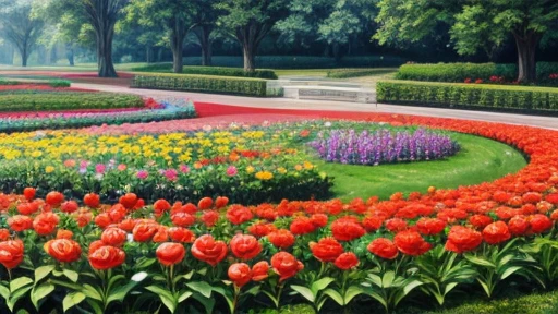 Flower garden in full bloom