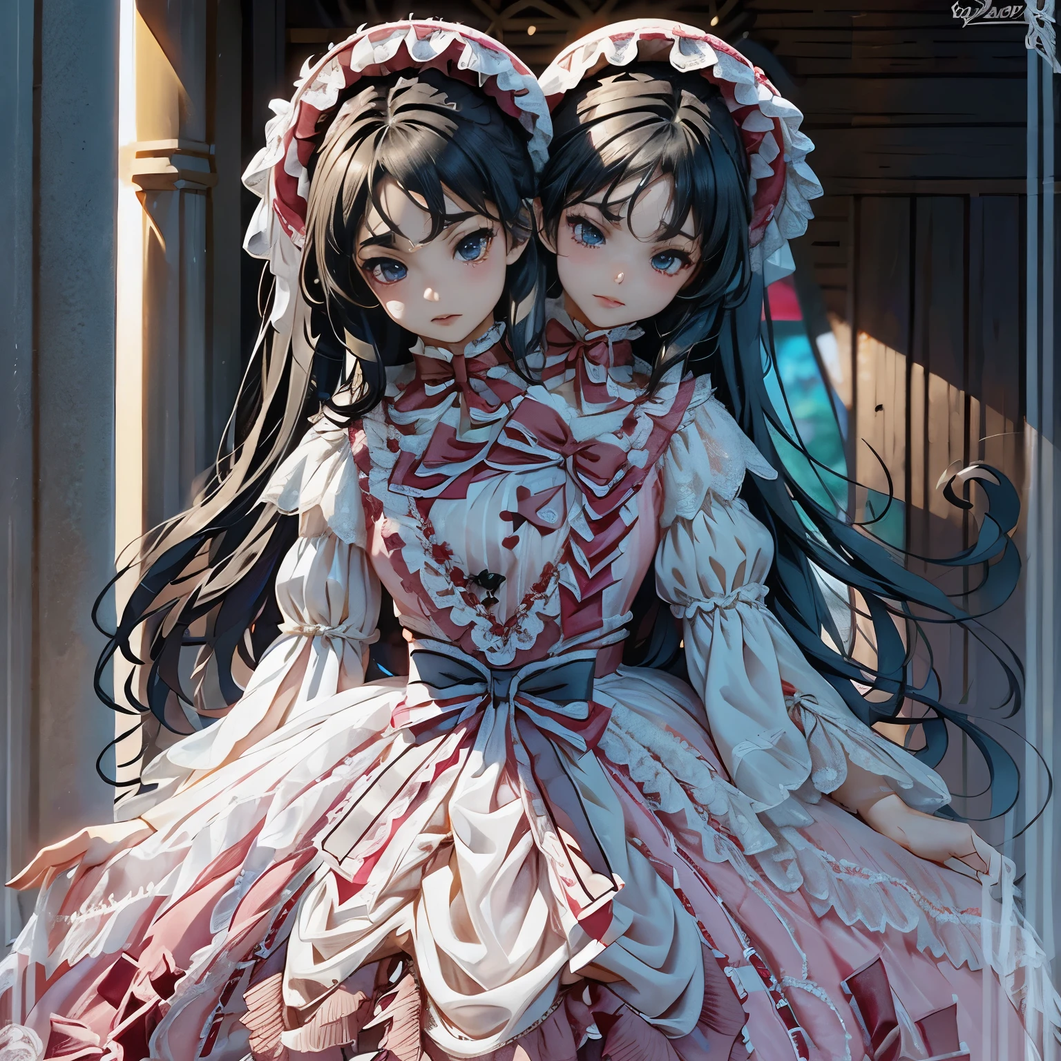 (Best Quality), Dark Fantasy, Big Sword, Magical Girl, Gothic, Twin Tails, Realistic, Ultra Detailed, High Definition, Anime, dress