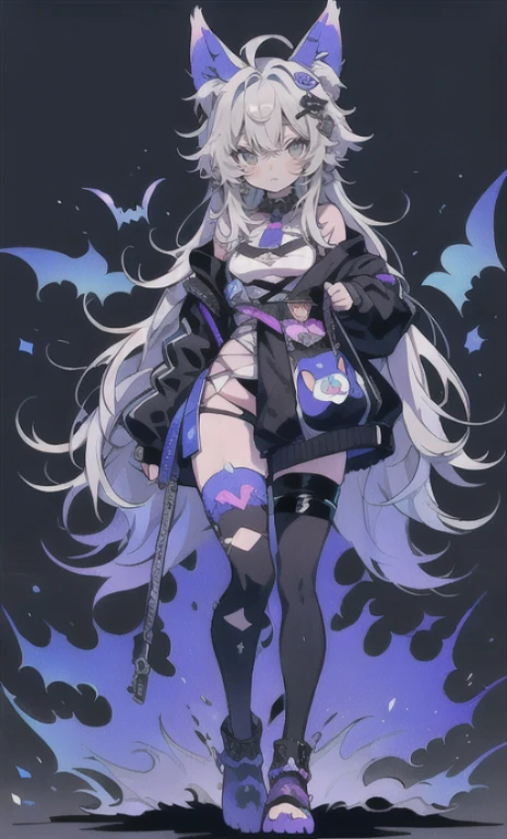 solo, 1boy,「white hair,cerulean blue」long hair、 {{nighthawk mask}},  There&#39;s a man wearing a costume, fox tail farson!!!!, furry farson, furry characters, furry anime, female Farson, furry paws furry, Furry shots, the furry  is running, there is nothing, very hairy, furry artist, upright, {{{Anthropomorphic Nue}}} virtual youtuber, full body