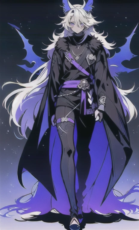 solo, 1boy,「white hair,cerulean blue」long hair、 {{nighthawk mask}}, There's a man wearing a costume, fox tail, one wing, Farson!!!!, furry Farson, furry characters, furry anime, female Farson, furry paws furry, Furry shots, the furry is running, there is nothing, very hairy, furry artist, upright, {{{Anthropomorphic Nue}}} virtual youtuber, full body