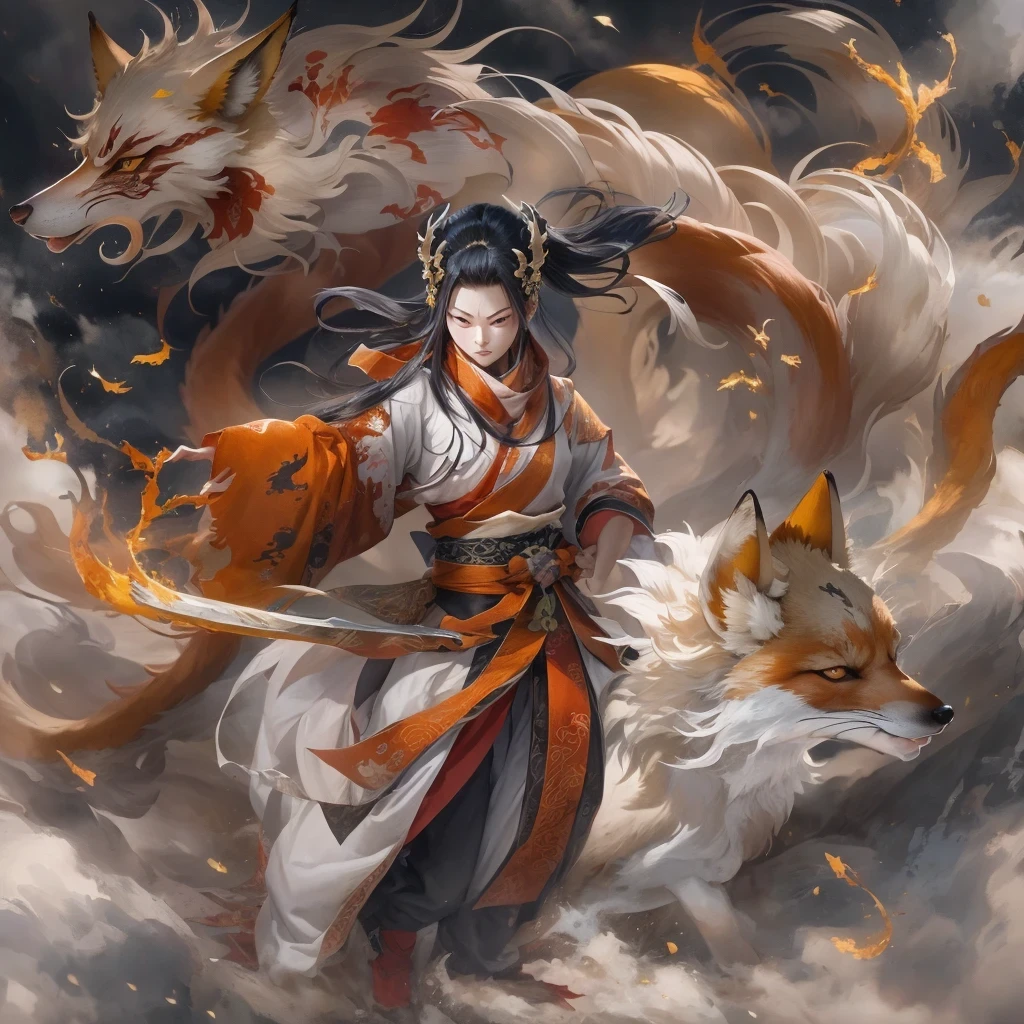 Nine-tailed fox 32k，Telephoto tilt-shift micro viewing angle，red and white仙魔界, Chance encounter with Liu Hanshu, He saw his old self in him, Decided to accept him as a disciple, teach him how to protect himself, But because of the hidden star map, Phoenix and the Liu family、Jade Sword Sect builds relationships, Beginning with the death of Liu Hanshu, Qin Yu embarked on the road of confrontation with powerful enemies, work hard, make yourself stronger, Stick to your core path of justice, （nine-tailed fox）eyes full of anger，red and whitenine-tailed fox握緊了拳頭，dash forward，Give the opponent a fatal blow，full body lesbian，Full body nine-tailed fox male mage 32k（傑作canyon超HD）Phoenix（canyon）climb the streets， explosion scene（nine-tailed fox）， （dragon）， nine-tailed fox憤怒的戰鬥姿態， looking at the ground， batik linen headscarf， 中國red and white圖案長袖服裝， canyonred and whitenine-tailed fox（abstract acrylic splash：1.2）red and white（realistically：1.4），black hair，flour fluttering，rainbow background， high resolution， detail， RAW photos， Sharp Re， Nikon D850 film photo by Jefferies Lee 4 Kodak Portra 400 camera F1.6 guns, colorful, Ultra-realistic and vivid textures, dramatic lighting, Unreal Engine Art Station Trend, Sinest 800，red and white飄逸的霧氣,（（（叢林canyon）））The injured line up in the street（OK）climb the streets，Movie Master Instant Image Quality（masterpiece，HD，Ultra high quality，32k） （linen batik scarf）， fighting stance， looking at the ground， Linen bandana， 中國nine-tailed fox圖案長袖服裝， 早上的nine-tailed fox（Abstract gouache splash：1.2）， dark clouds lightning background，sprinkling