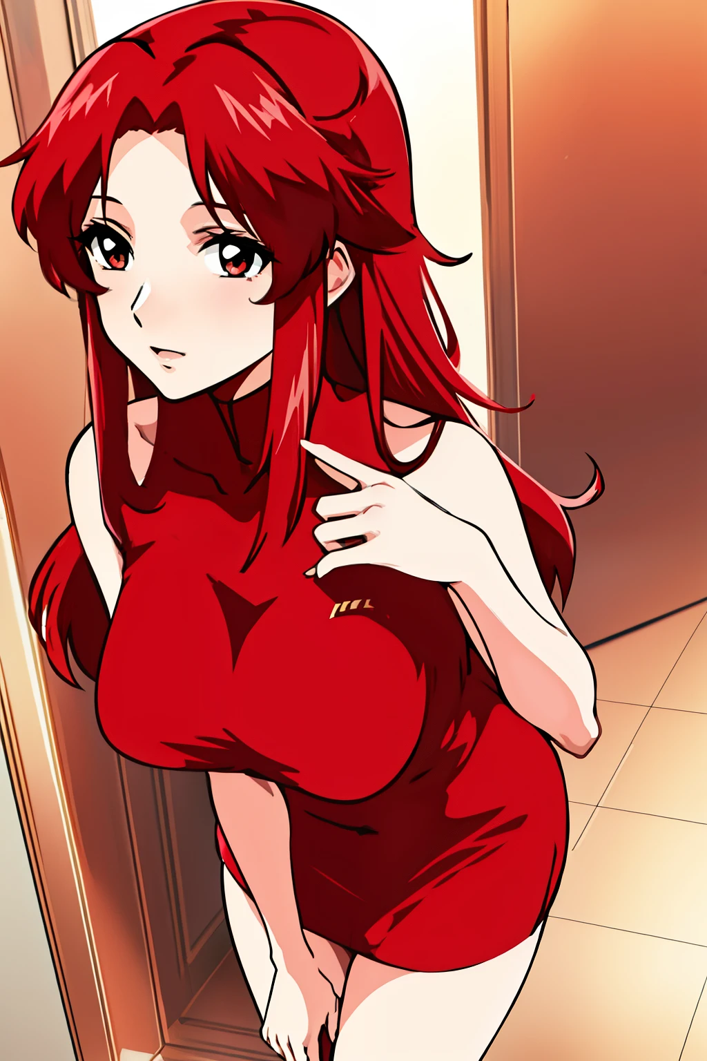 bangs,red_hair, long_hair, sexy,
1 girl, 20yo,Young female,Beautiful Finger,Beautiful long legs,Beautiful body,Beautiful Nose,Beautiful character design, perfect eyes, perfect face, standing,