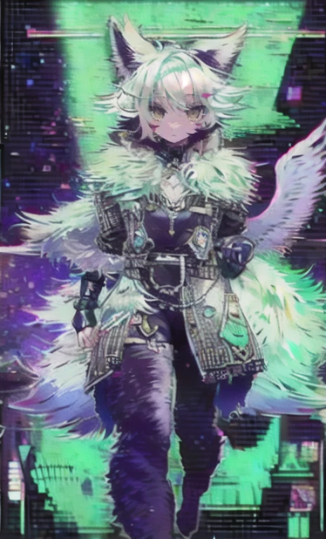 solo, 1boy,「white hair,cerulean blue」long hair、 {{nighthawk mask}},  There&#39;s a man wearing a costume, 「fox tail, 」「」one-winged angel」 Farson!!!!, furry Farson, furry characters, furry anime, female Farson, furry paws furry, Furry shots, the furry  is running, there is nothing, very hairy, furry artist, upright, [[[Anthropomorphic Nue]]] virtual youtuber, full body