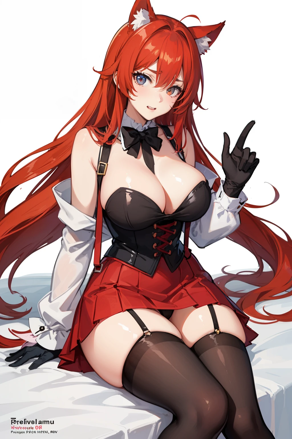 best qyality, perky tits, 8k, hdr, stocking suspenders, Anime girl with red hair and short skirt lying down, anime drawing inspired by Rei Kamoi, pixive, art process, high school DXD, Patreon content, DDLC, anime cover, seductive anime girl, Rias Gremory, going to devour you, furry art by first person, Sexy gesture poses pudica, flirty anime witch casting magic, Patreon