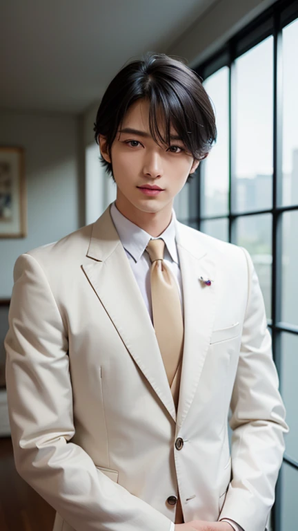 highest quality, face focus, (Depth of the bounds written) ,ultra high resolution, (realistic:1.4), RAW photo, Japanese style room, alcove,japanese man, alone, cool, smile, (brown eyes), natural face,suit figure,Double suit,muscular,Handsome guy,precise depiction,accurate color,whole body photo,outdoor shooting,outdoor shooting,smooth hair、black hair、sharp gaze、beautiful skin,Suits look good,Thin macho,Meguro Ren,like a lawyer,thin chin,intellectualな顔,luxury suit,black suit,intellectual,narrow eyes,short hair,sweet expression,sexy,suit men,shortcut,surreal,realistic texture,white skin,black hair,thin eyelashes、long eyelashes、thin eyebrows、intellectualな表情、red lips,(( half open mouth)),( half-open eyes)),Clear and transparent skin tone,a lot of hair、shiny hair、thin chin、host,shiny skin、two block,wheat-colored skin,