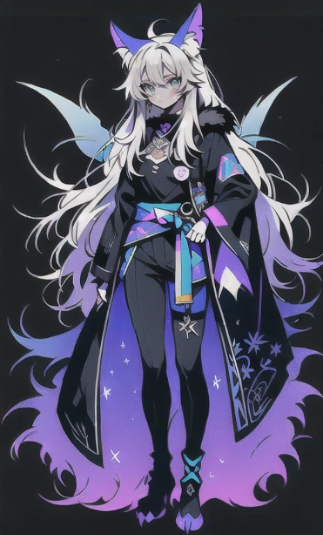 solo, 1boy,「white hair,cerulean blue」long hair, Demon knife, {{nighthawk mask}},  There&#39;s a man wearing a costume, {fox tail,} {one wing} Farson!!!!, furry Farson, furry characters, furry anime, Farson, furry paws furry, Furry shots, there is nothing, very hairy, furry artist, upright, [[[Anthropomorphic Nue]]] virtual youtuber, full body
