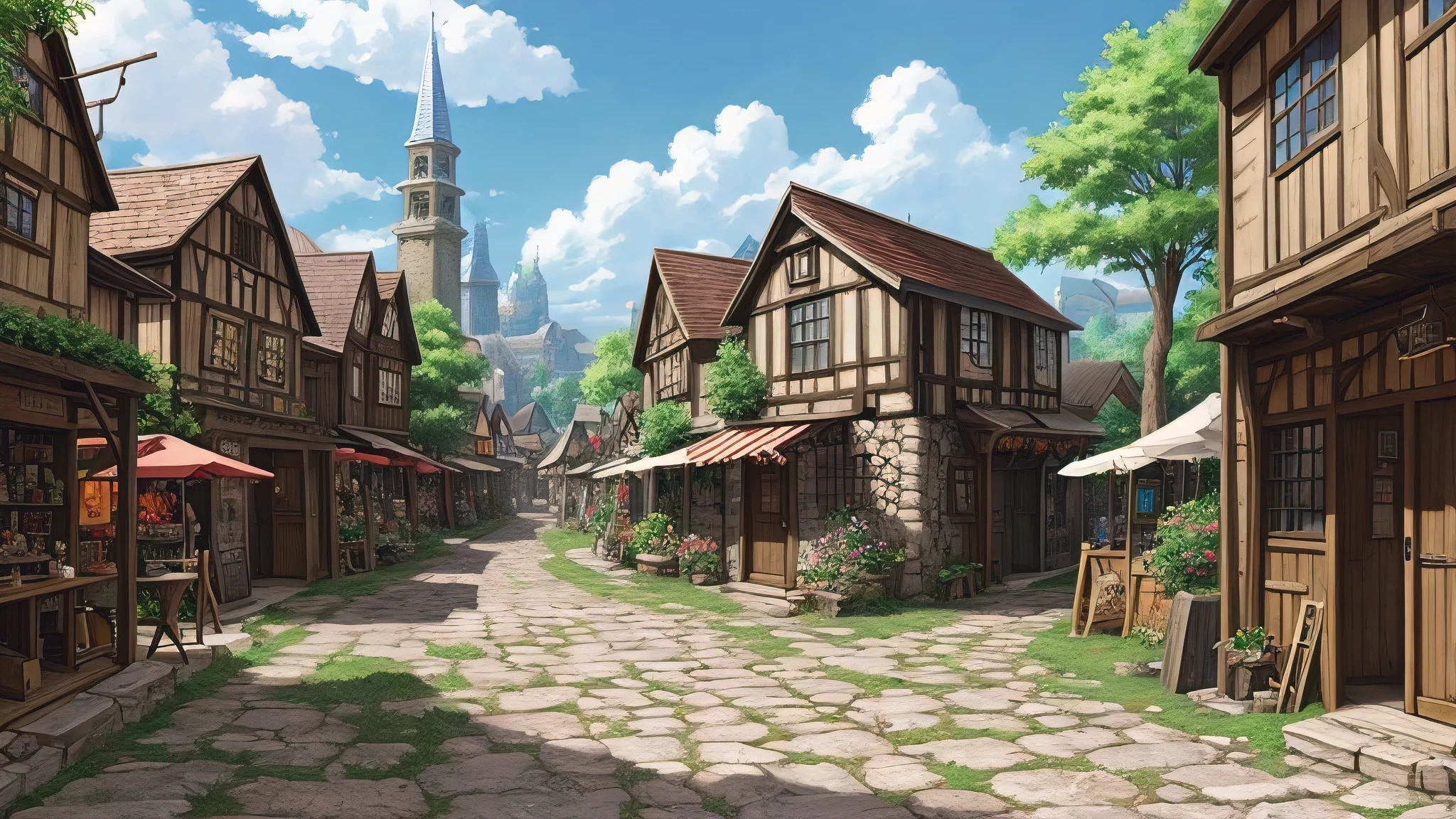 anime background art, fantasy artwork, medieval fantasy city, cobblestone, medieval market