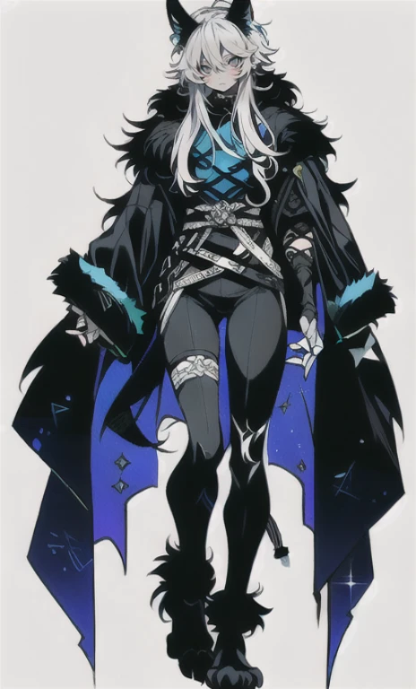 solo, 1boy,「white hair,cerulean blue」long hair, Demon knife, {{nighthawk mask}},  There&#39;s a man wearing a costume, {fox tail,} {one wing} Farson!!!!, furry Farson, furry characters, furry anime, Farson, furry paws furry, Furry shots, there is nothing, very hairy, furry artist, upright, [[[Anthropomorphic Nue]]] virtual youtuber, full body