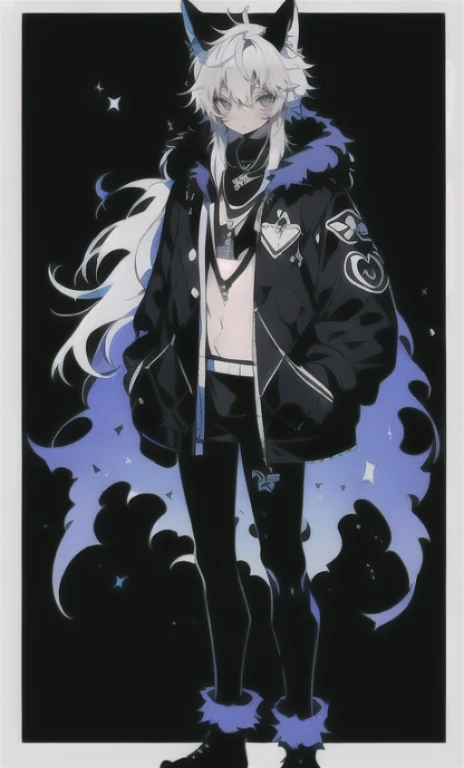 solo, 1boy,「white hair,cerulean blue」long hair、 {{nighthawk mask}},  There&#39;s a man wearing a costume, 「fox tail, 」「one wing」 Farson!!!!, furry Farson, furry characters, furry anime, female Farson, furry paws furry, Furry shots, there is nothing, very hairy, furry artist, upright, [[[Anthropomorphic Nue]]] virtual youtuber, full body