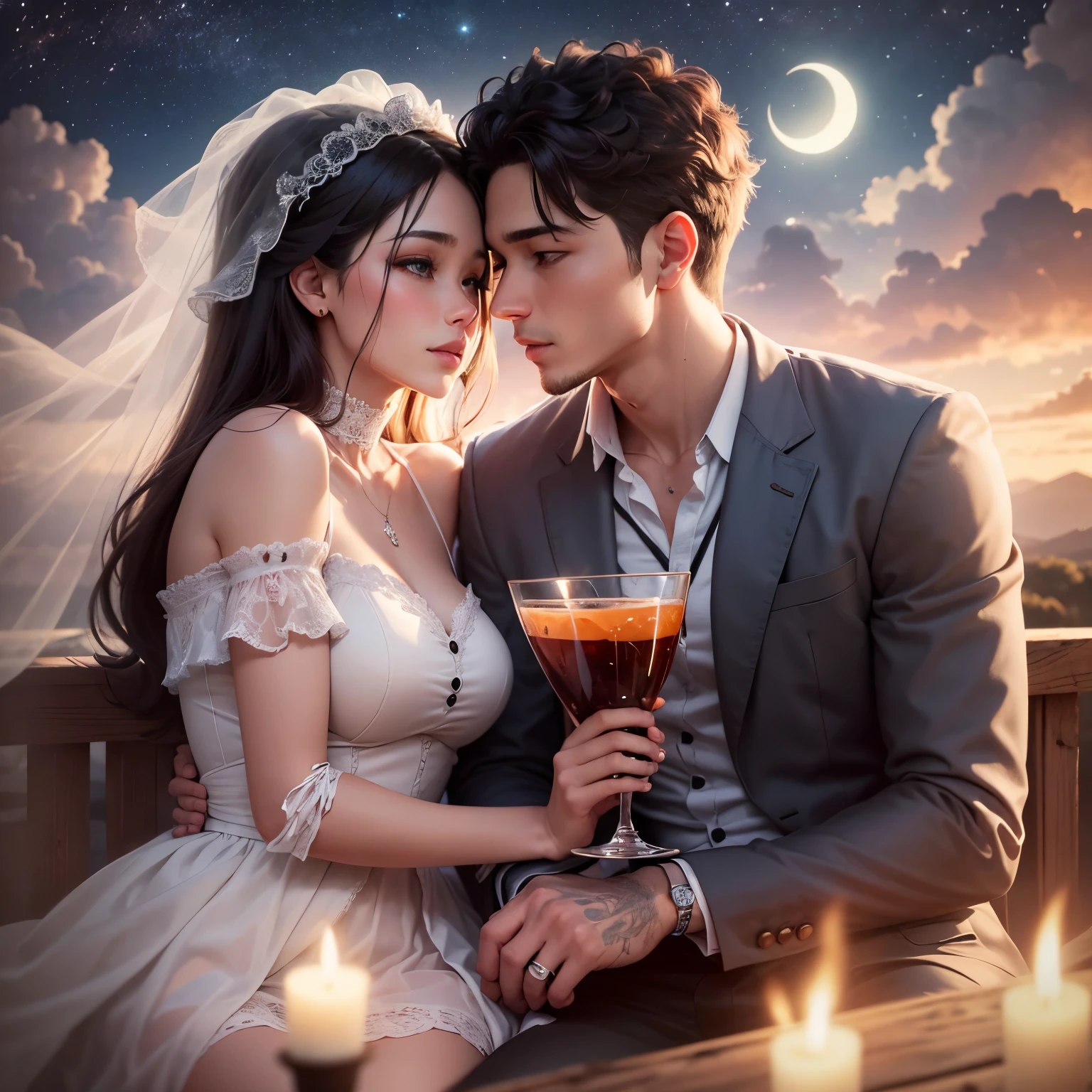 Imagine a couple deeply in love, spending a beautiful night under the stars. They are free to fly in the sky that is so beautiful today, full of stars and with the full moon reflecting their faces. They enjoy the moment and think about their future together. When the sun rises, they love each other again and call their friends to tell them they are dating and will get married next week. They don’t care about what people say because they want to be remembered together. This is nobody’s problem but theirs. They let it happen because it’s worth it and it has to be with each other.