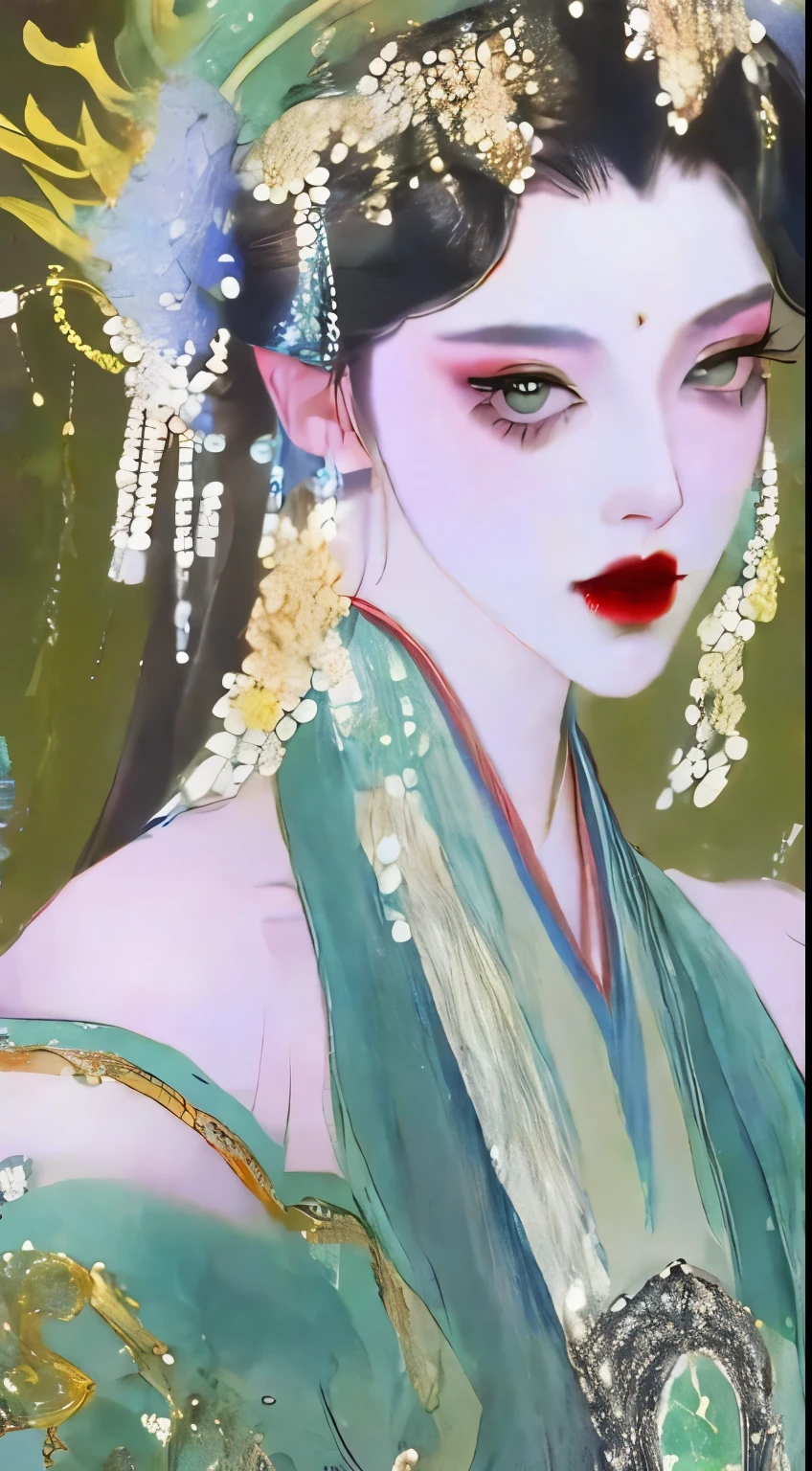 （masterpiece：1.2，best quality），（The facial details are very rich，real picture，Realistic skin，realistic body，intricate details），solo，1 milf，Casual，Ukiyo-e，Off the shoulders，（watercolor：1.3），Oiran，
