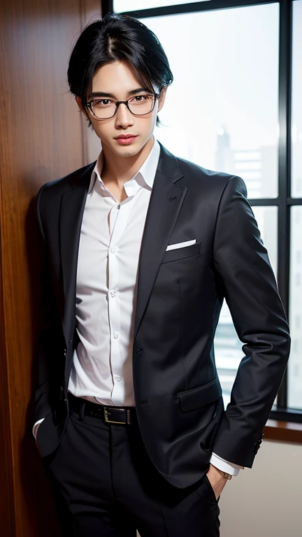 highest quality, face focus, (Depth of the bounds written) ,ultra high resolution, (realistic:1.4), RAW photo, Japanese style room, alcove,japanese man, alone, cool, smile, (brown eyes), natural face,suit figure,Double suit,muscular,Handsome guy,precise depiction,accurate color,whole body photo,outdoor shooting,outdoor shooting,smooth hair、black hair、Single,narrow eyes,thin lips,glasses,beautiful skin,Suits look good,Thin macho,Meguro Ren,like a lawyer,thin chin,intellectualな顔,luxury suit,black suit,intellectual,narrow eyes,short hair,sweet expression,sexy,suit men,shortcut,surreal,realistic texture,white skin,black hair,thin eyelashes、long eyelashes、thin eyebrows、intellectualな表情、red lips,(( half open mouth)),( half-open eyes)),Clear and transparent skin tone,a lot of hair、shiny hair、thin chin、host,shiny skin、two block,wheat-colored skin,