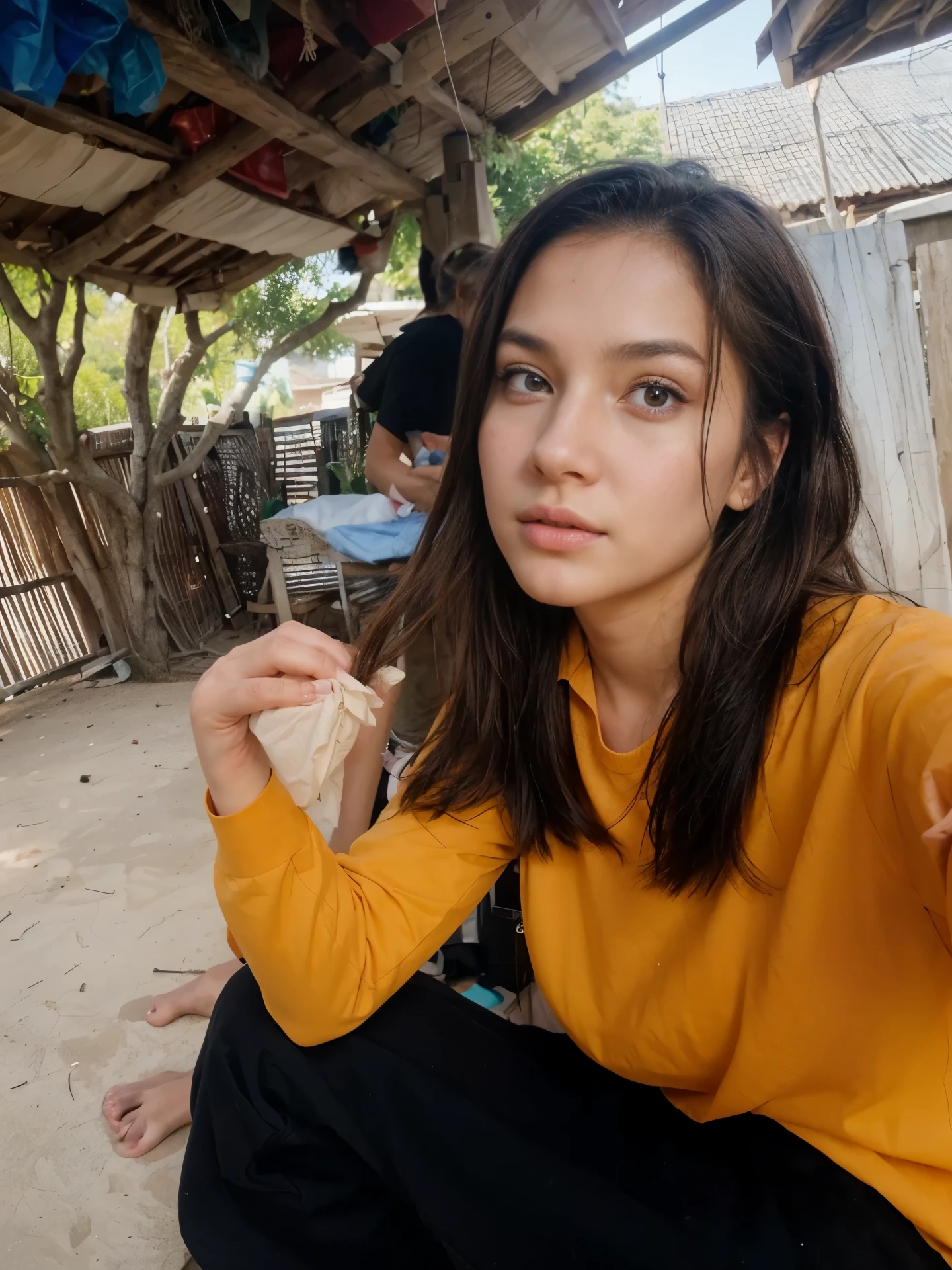A girl, turn this image into realistic, the face should be exactly the same with reference image