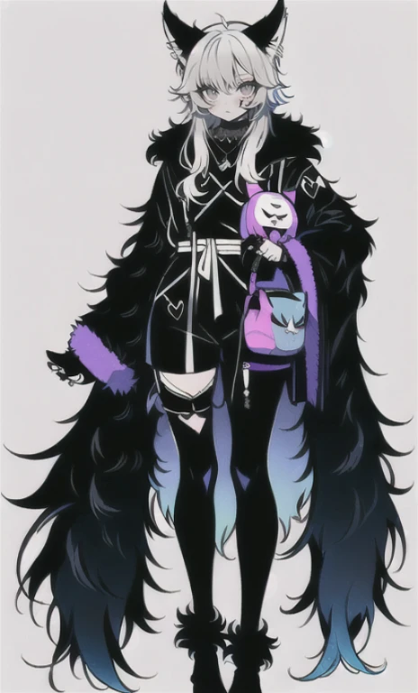 solo, 1boy,「white hair,cerulean blue」long hair, Demon knife, {{nighthawk mask}},  There&#39;s a man wearing a costume, {fox tail,} {one wing} Farson!!!!, furry Farson, furry characters, furry anime, Farson, furry paws furry, Furry shots, there is nothing, very hairy, furry artist, upright, [[[Anthropomorphic Nue]]] virtual youtuber, full body
