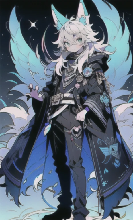 solo, 1boy,「white hair,cerulean blue」long hair, Demon knife, {{nighthawk mask}},  There&#39;s a man wearing a costume, {fox tail,} {one wing} Farson!!!!, furry Farson, furry characters, furry anime, Farson, furry paws furry, Furry shots, there is nothing, very hairy, furry artist, upright, [[[Anthropomorphic Nue]]] virtual youtuber, full body