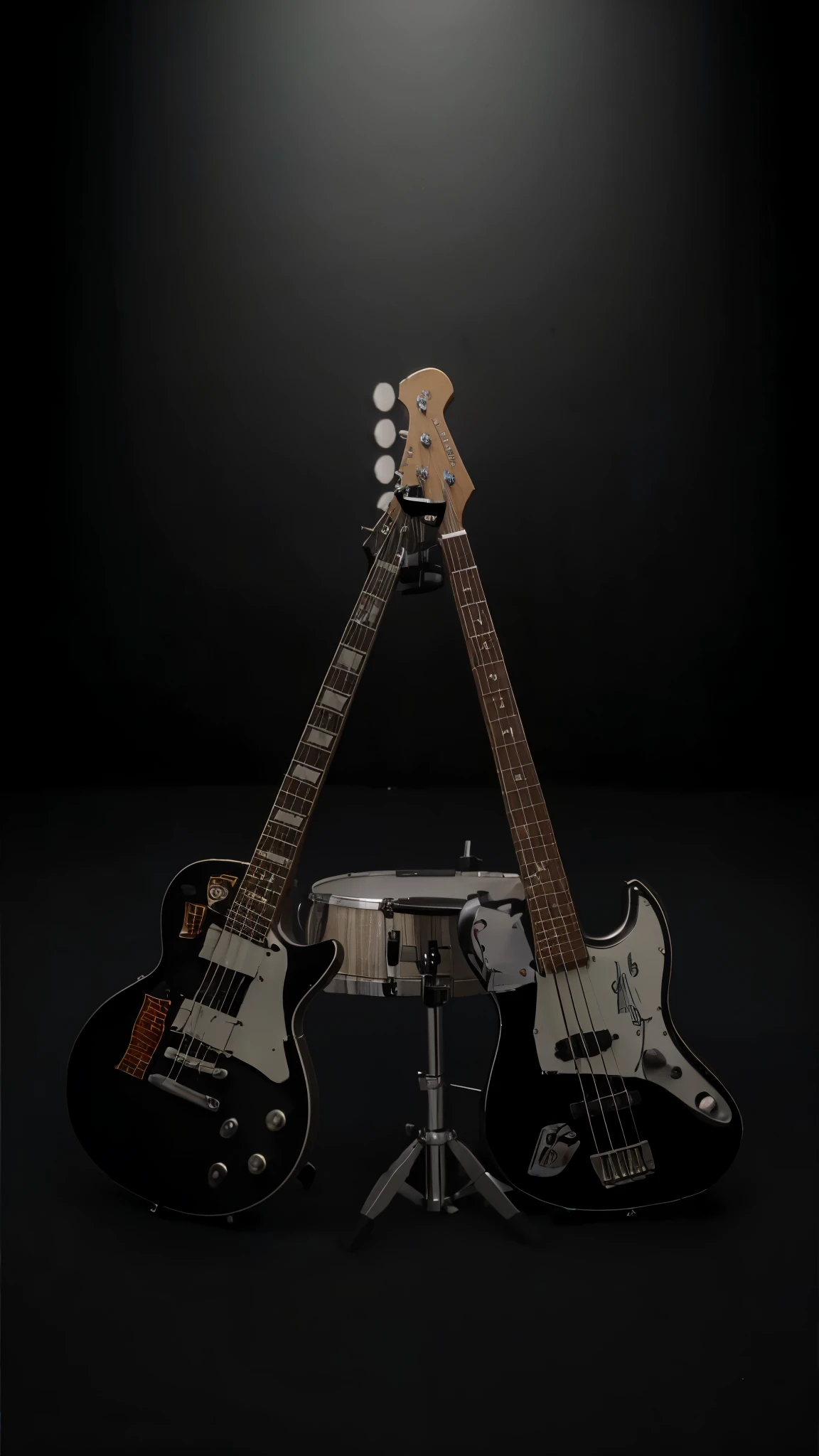guitar, guitar bass, snare drum