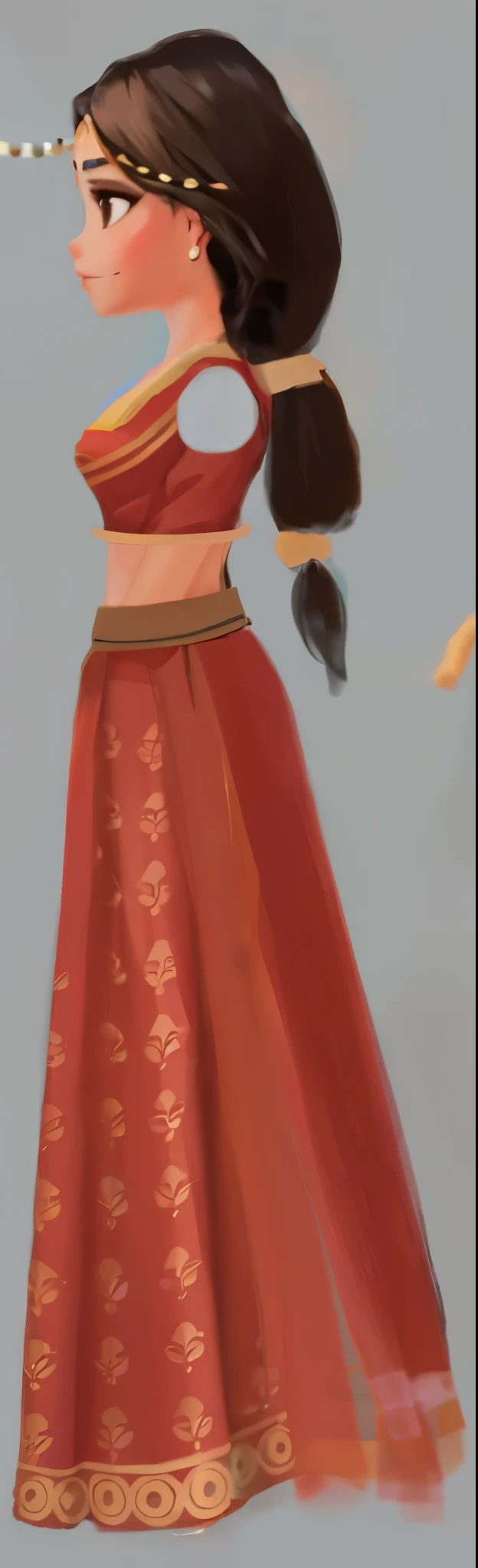 1 girl, Side view wearing sari