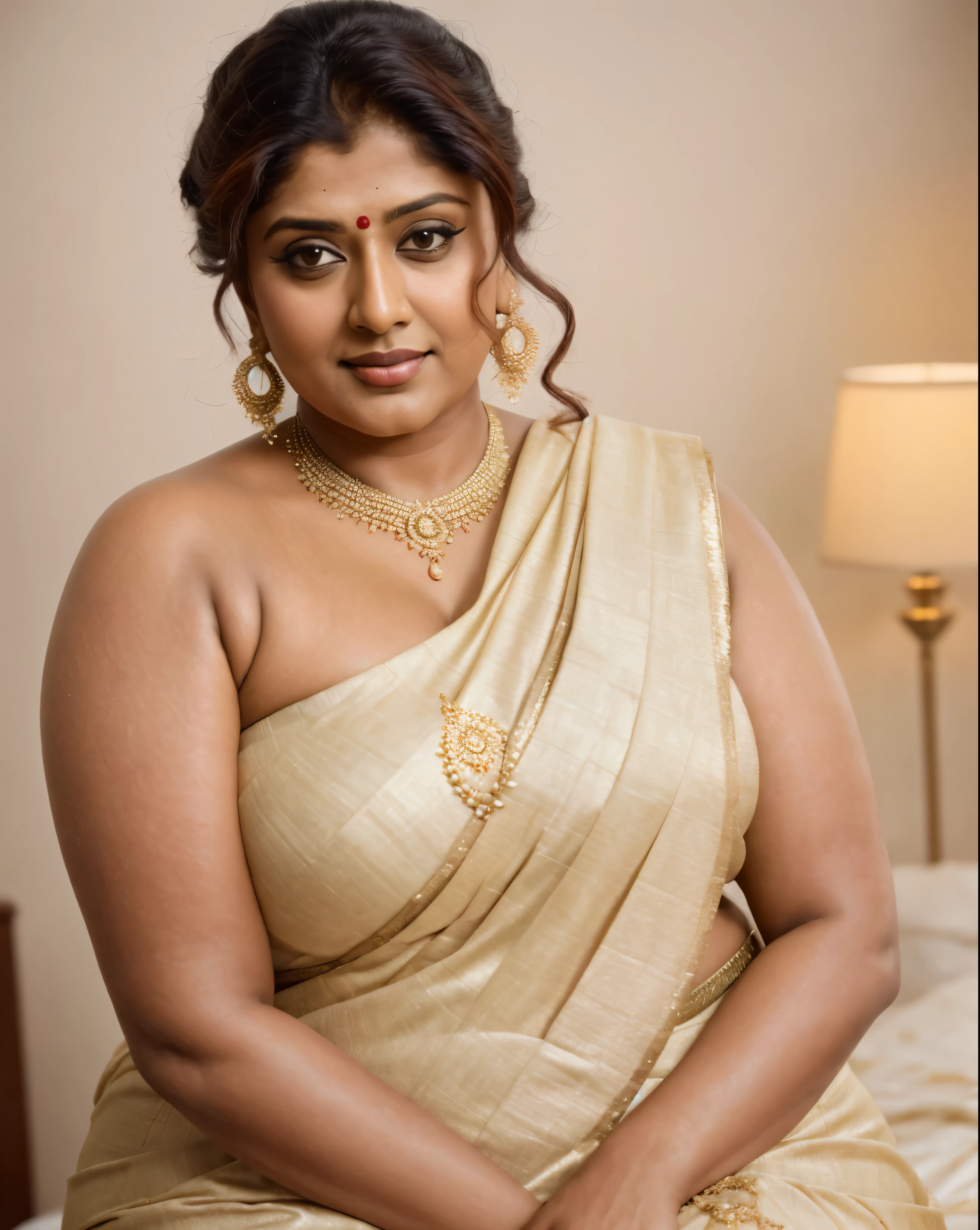 Looks like Indian Actress Nayanthara, actress Nayanthara, mallu, mallu aunty, desi aunty, full figured mature beauty, attractive figure, 48 years old, desi milf, desi aunty, a close up of a woman in a red dress in a bedroom, inspired by Avigdor Arikha, sleek!!!, indian super model, wavy hair combed to one side, actress, by Jitish Kallat, smoldering, intense smoldering, fashion, an angel, print ready, with a dramatic looking, inspired by Sudip Roy, seductive look