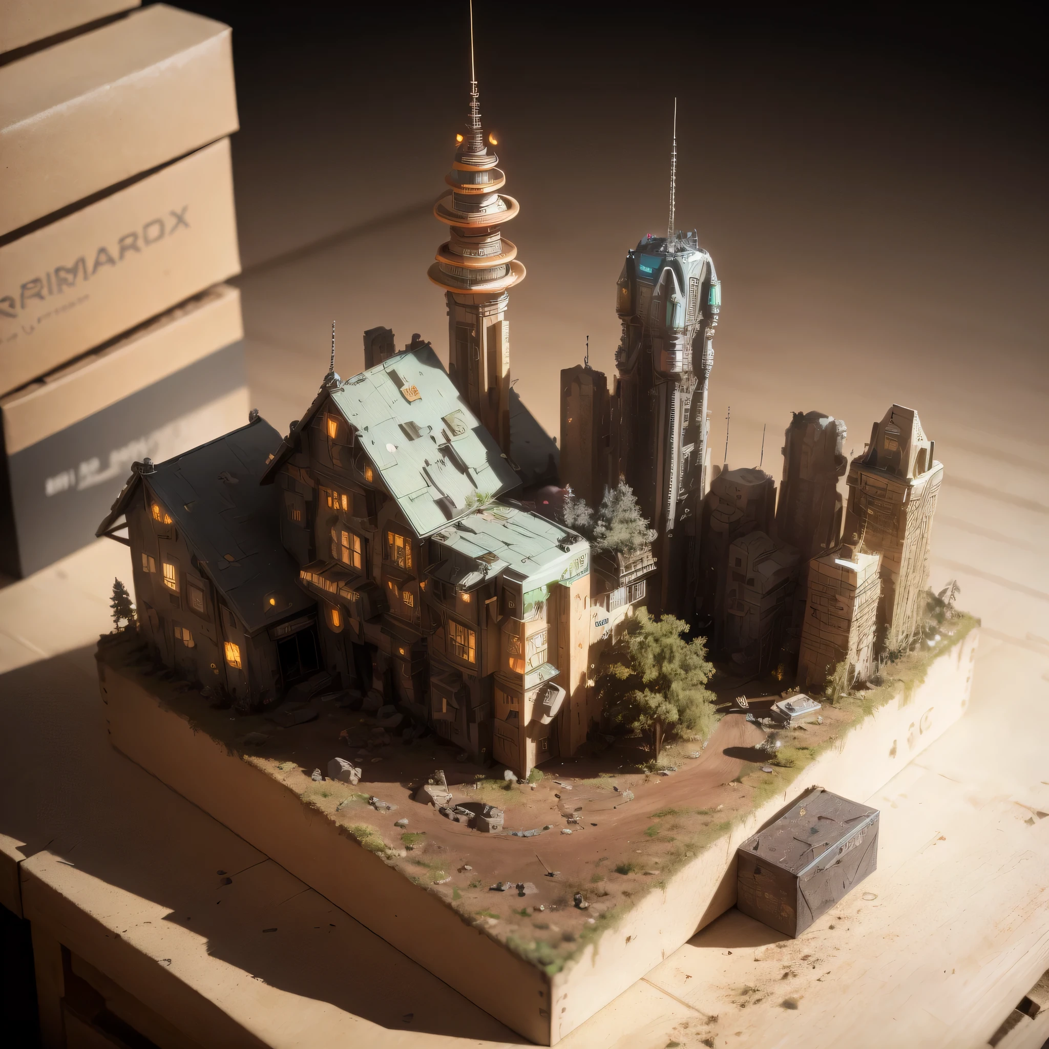 3598年Mars realistic model, (split ends, original photo, best quality, masterpiece:1.4),Steampunk Cyberpunk 6820 City,(CyberpunkMars light:1.3), Mars (related to land),(in a small nature box:1.3),Isometric, small nature, landscape on foundation,landscape,