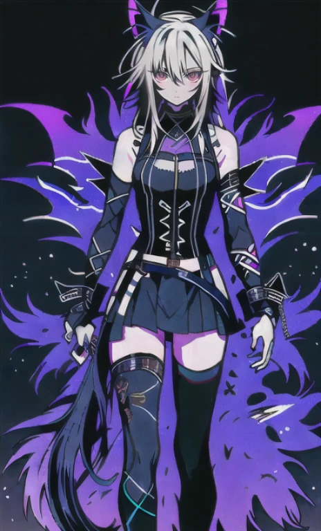 solo, 1boy,「white hair,cerulean blue」long hair, Demon knife, {{nighthawk mask}},  There&#39;s a man wearing a costume, {fox tail,}Apparition {one wing} Farson!!!!, furry Farson, furry characters, furry anime, Farson, furry paws furry, Furry shots, there is nothing, very hairy, furry artist, upright, [[[Anthropomorphic Nue]]] virtual youtuber, full body