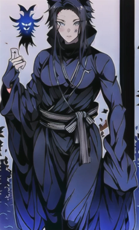 solo, 1boy,「white hair,cerulean blue」long hair, Demon knife, {{nighthawk mask}},  There&#39;s a man wearing a costume, {fox tail,}Apparition {one wing} Farson!!!!, furry Farson, furry characters, furry anime, Farson, furry paws furry, Furry shots, there is nothing, very hairy, furry artist, upright, [[[Anthropomorphic Nue]]] virtual youtuber, full body