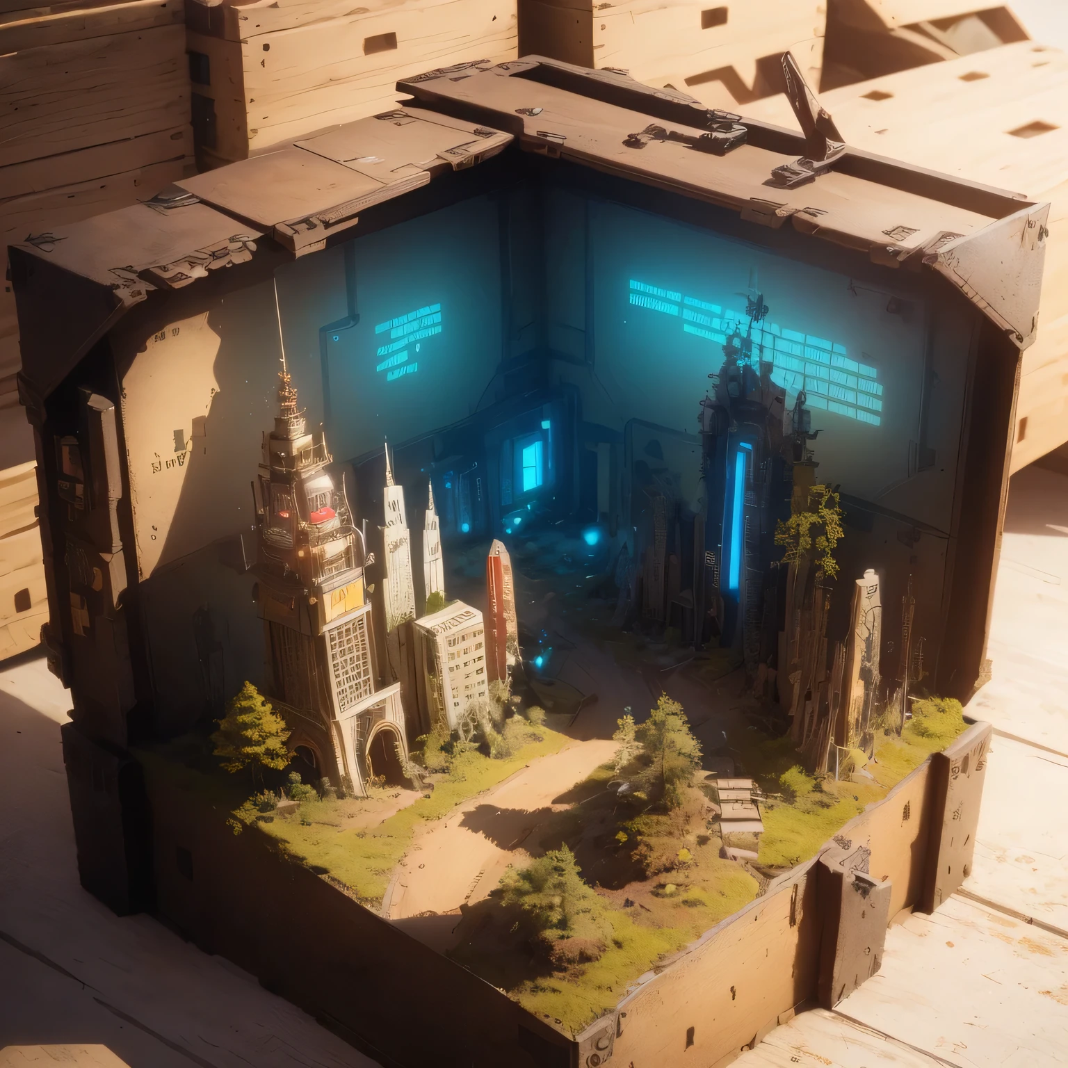 3598年Mars realistic model, (split ends, original photo, best quality, masterpiece:1.4),Steampunk Cyberpunk 6820 City,(CyberpunkMars light:1.3), Mars (related to land),(in a small nature box:1.3),Isometric, small nature, landscape on foundation,landscape,