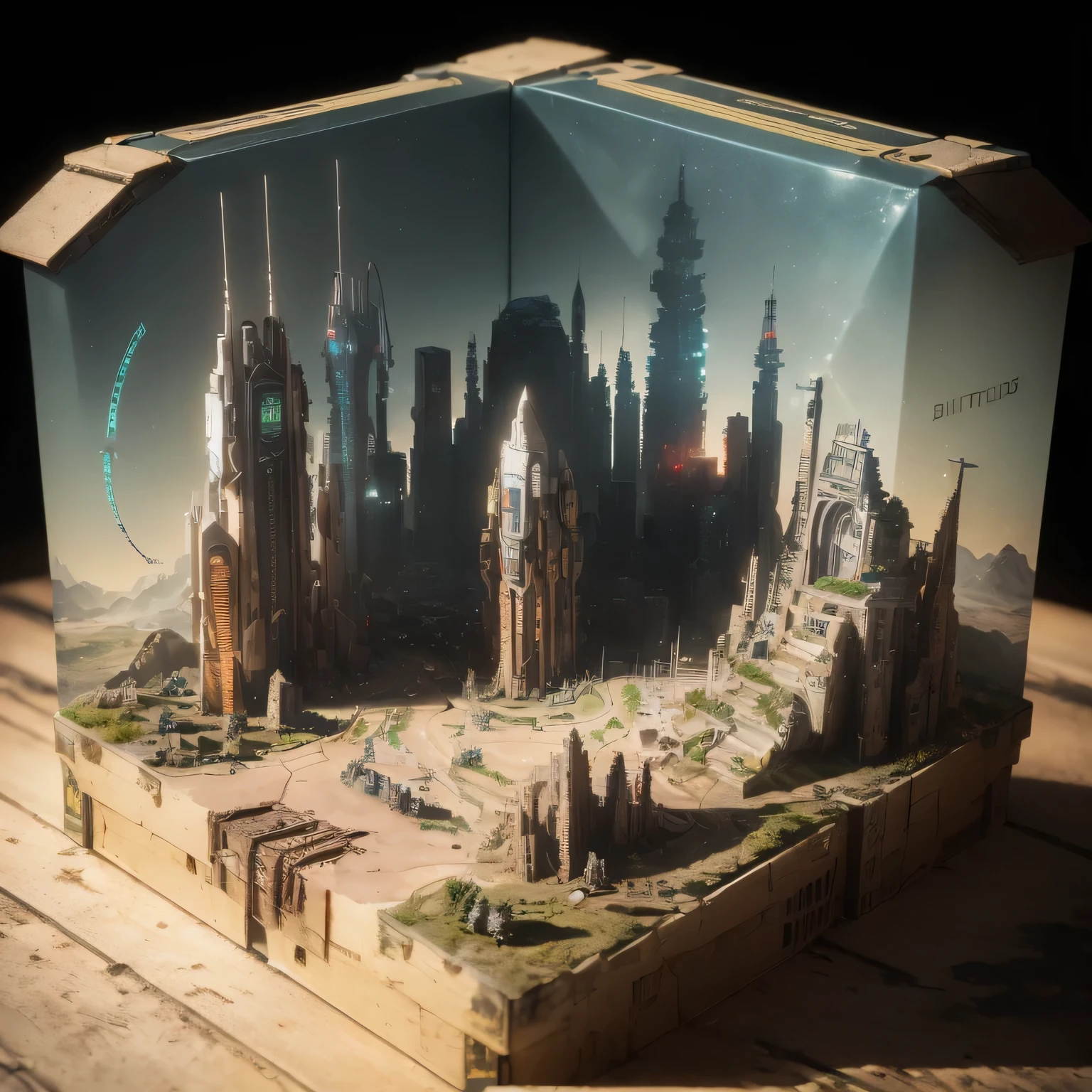 3598年Mars realistic model, (split ends, original photo, best quality, masterpiece:1.4),Steampunk Cyberpunk 6820 City,(CyberpunkMars light:1.3), Mars (related to land),(in a small nature box:1.3),Isometric, small nature, landscape on foundation,landscape,
