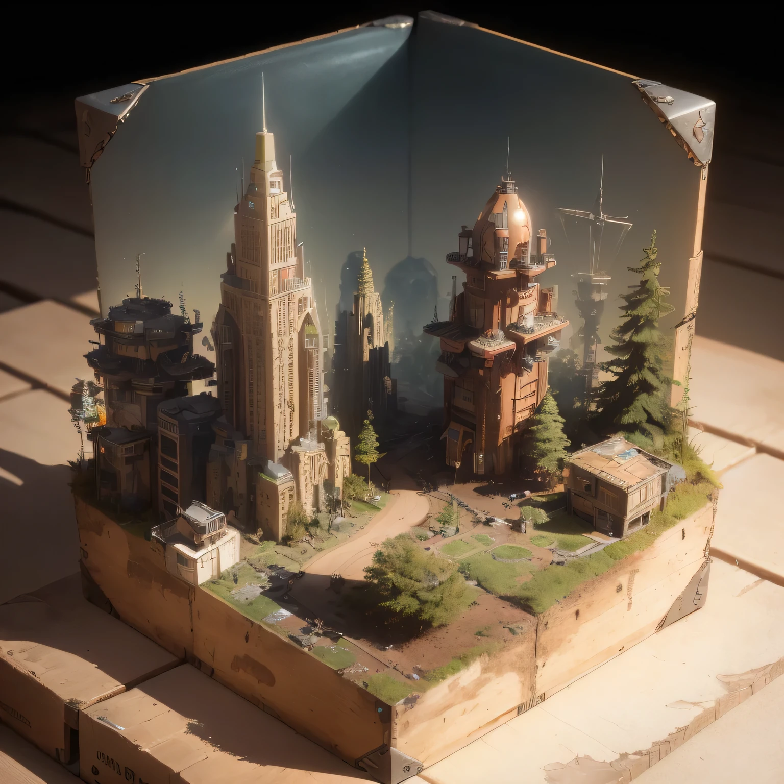 3598年Mars realistic model, (split ends, original photo, best quality, masterpiece:1.4),Steampunk Cyberpunk 6820 City,(CyberpunkMars light:1.3), Mars (related to land),(in a small nature box:1.3),Isometric, small nature, landscape on foundation,landscape,