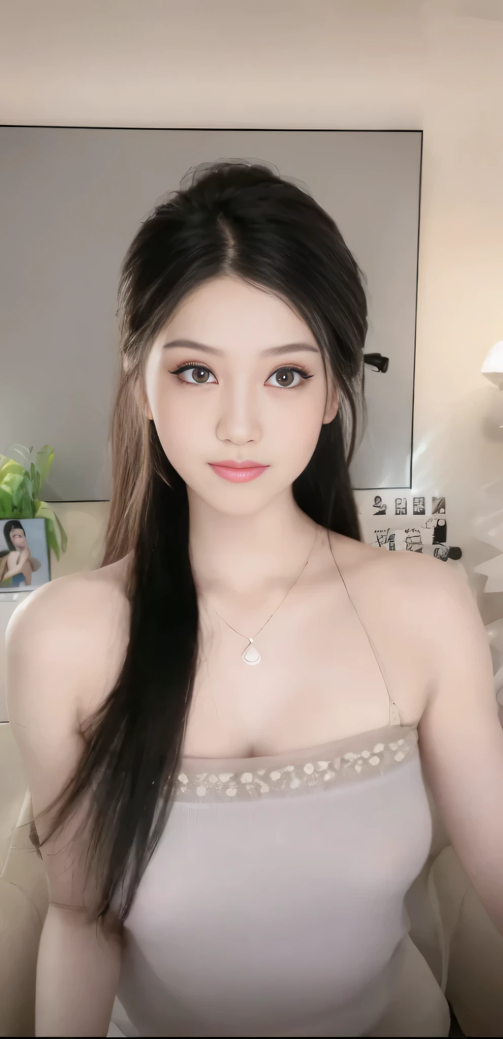 a close up of a woman with long hair wearing a dress, young cute wan asian face, gorgeous young korean woman, belle delphine, beautiful south korean woman, dilraba dilmurat, gorgeous chinese model, wan adorable korean face, girl cute-fine-face, beautiful young korean woman, trending at cgstation, young adorable korean face, popular south korean makeup,  masterpiece, superdeformed, (((full body:1.3))), ultra high res, RAW photo, masterpiece, ultra detailed, 8k, full detailed hair, highres, best quality, ultra high res, ultra detailed face and eyes, (((photorealistic:1.4))), looking at viewer, (((smiling:1.3))), cute, (((large breast:1.5))), (((ray tracing:1.4))), ((((long legs:1.4)))),  Best quality , masterpiece, large hip, Fully facial detailed, beautiful, ((very detailed of hair )) , (((:1.2))), thin lips, big eyes, highres, seducing, blue eyes , slim waist, 8k:1.2, 16k:1.2, highres, karol bak uhd, inspired by hajime sorayama, Pregnant Mother