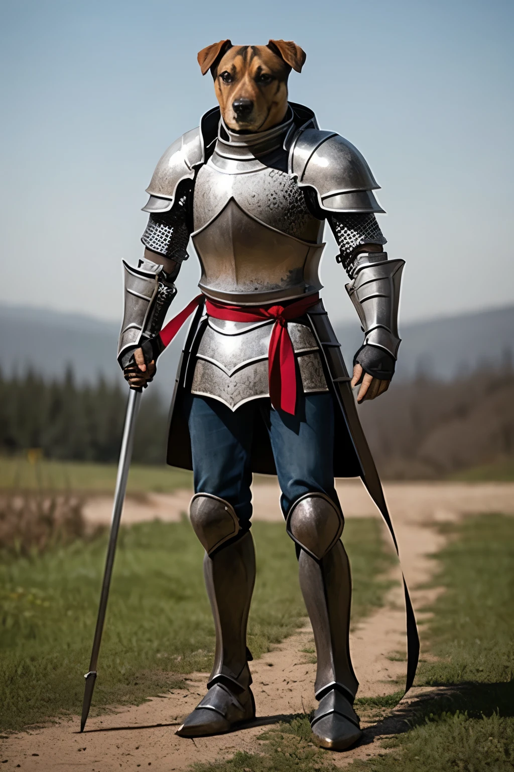 Human-faced dog knight