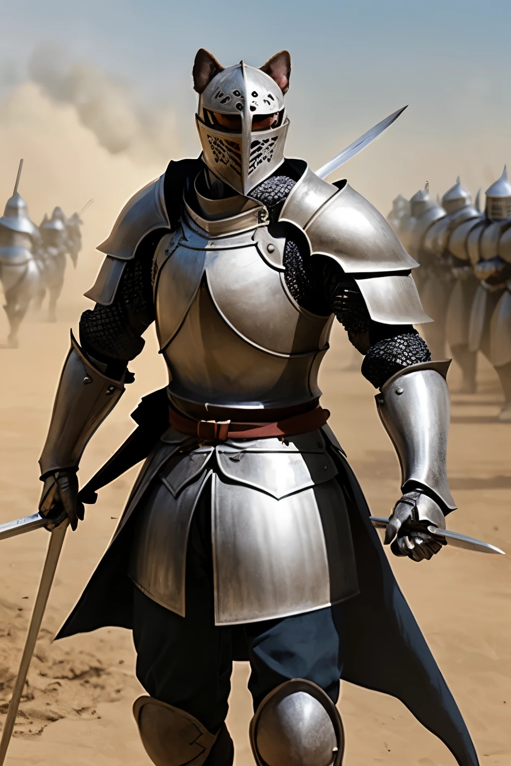 Human-faced dog knight war