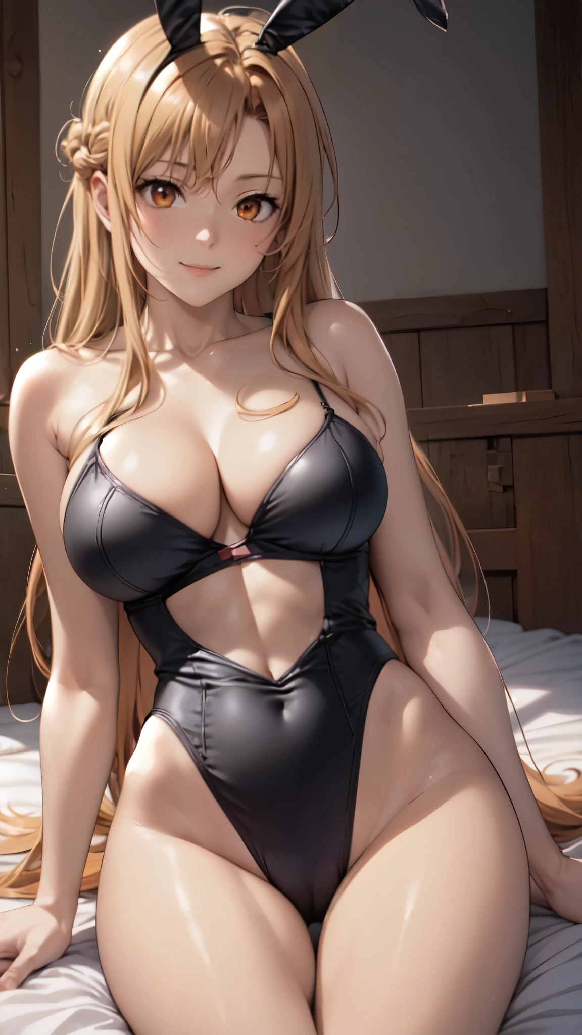 (masterpiece:1.5),(animeのキャラクター:1.4),(very accurate details:1.5),(ultra high resolution:1.5),(Super high quality:1.5),(Highly detailed CG Unity 8k wallpaper:1.5),(realistic,Photoreal,超realistic:1.5),(slender:1.5),(sharpness:1.4),(perfect female body:1.4),(curve,model,Glamour:1.5),beautiful breasts,Beautiful delicate shadows,beautiful eyes,beautiful body,beautiful skin,beautiful hands,(well-proportioned face:1.4),(Aesthetic anime Eyes:1.5),bright room,perfect lighting,(spread legs:1.4),(orange eyes:1.5),(silky hair:1.4),(orange hair:1.5),(crown half up:1.5),(big breasts:1.4),(smile:1.4),(black playboy bunny:1.5),(black pantyhose:1.4),(one piece swimsuit:1.4),(lying on the bed:1.4),(hand between legs:1.5),(18-year-old:1.4),(cameltoe:1.4),
anime,魅力的なanimeの女性,美しい魅惑的なanimeの熟女,美しいanimeの女の子,魅力的なanimeの女性,Smooth anime CG Art,美しい魅惑的なanimeの女性,Best anime Girls,on my bed,かわいいanimeの女の子,animeの塗り,(black playboy bunny:1.5),(ultra high resolution:1.5),