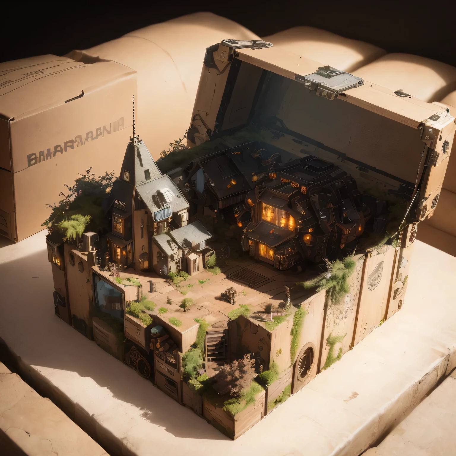3598年Mars realistic model, (split ends, original photo, best quality, masterpiece:1.4),Steampunk Cyberpunk 6820 City,(CyberpunkMars light:1.3), Mars (related to land),(in a small nature box:1.3),Isometric, small nature, landscape on foundation,landscape,