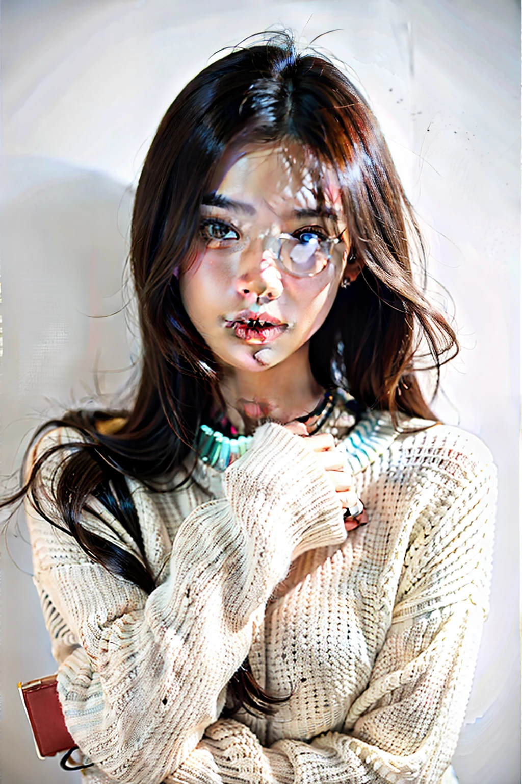 1girl,sweater,white background,