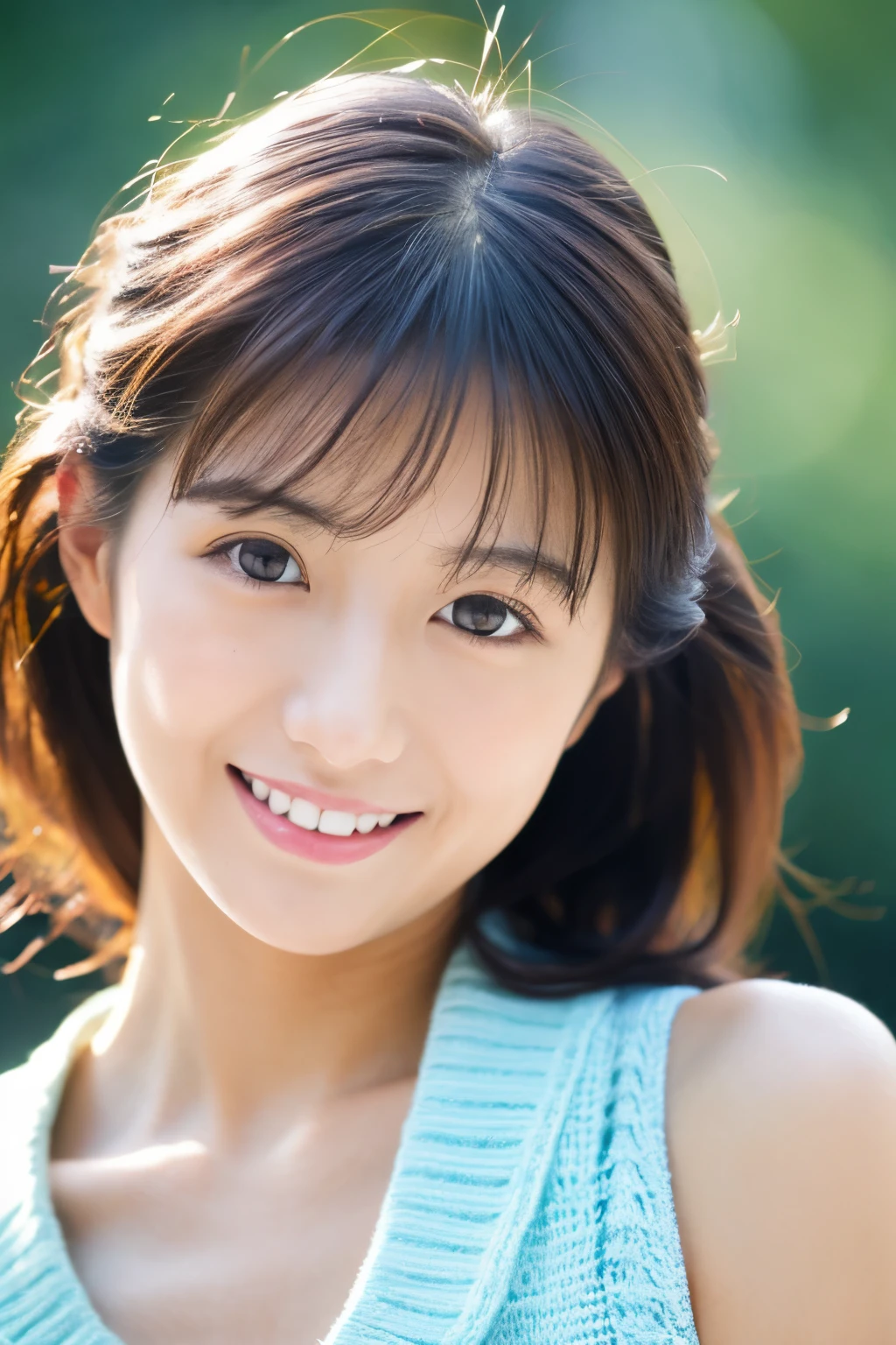 High resolution, High quality, Super reality, Japanese lady, 30 years old, sweet face expression, smile, detailed face, detailed eyes, portrait, looking at viewer