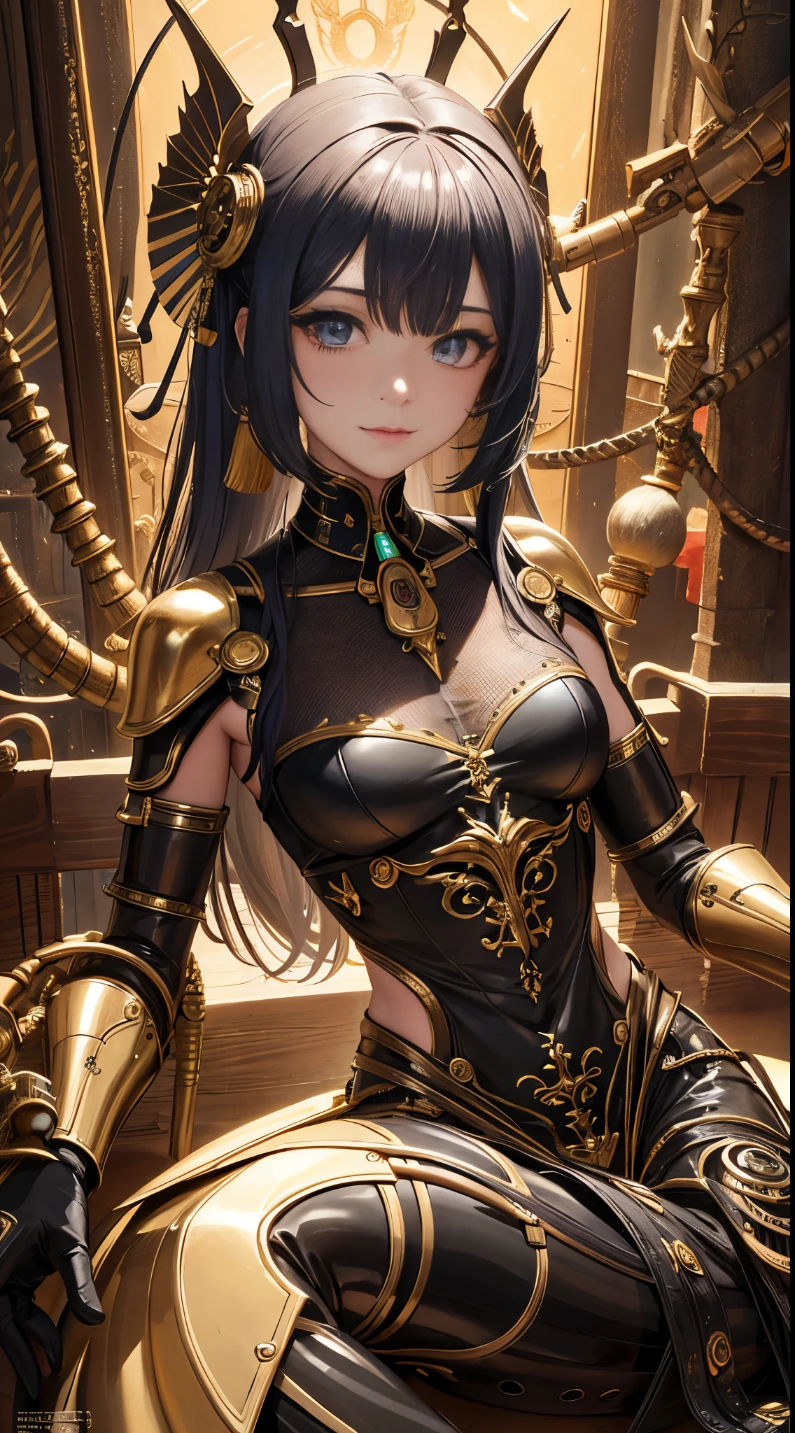 (master piece,highest quality,best quality,official art,Cosmetology and aesthetics:1.2),(1 girl),very detailed,(fractal art:1.3),very colorful,Most detailed 1 Machine girl,((surreal details)),sports late,global illumination,shadowing,Rendering with Octane,8k,super sharp,Metal,Complex,Decorations detailed,cool colors,egyptian details,非常にComplexディテール,realistic ray tracing,cgsociety trends,shining eyes of light,towards the camera,neon light details,mechanical limbs,blood vessels attached to tubeechanical vertebrae attached to the back,Mechanical cervical connection in the neck,sat down,Wires and cables connecting to the head