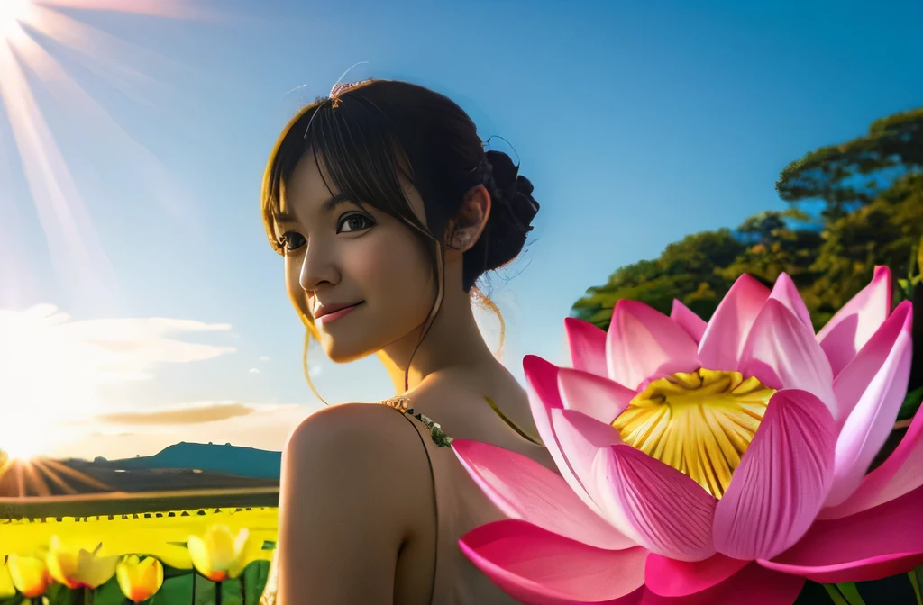 lotus flower fairy、bright sunshine