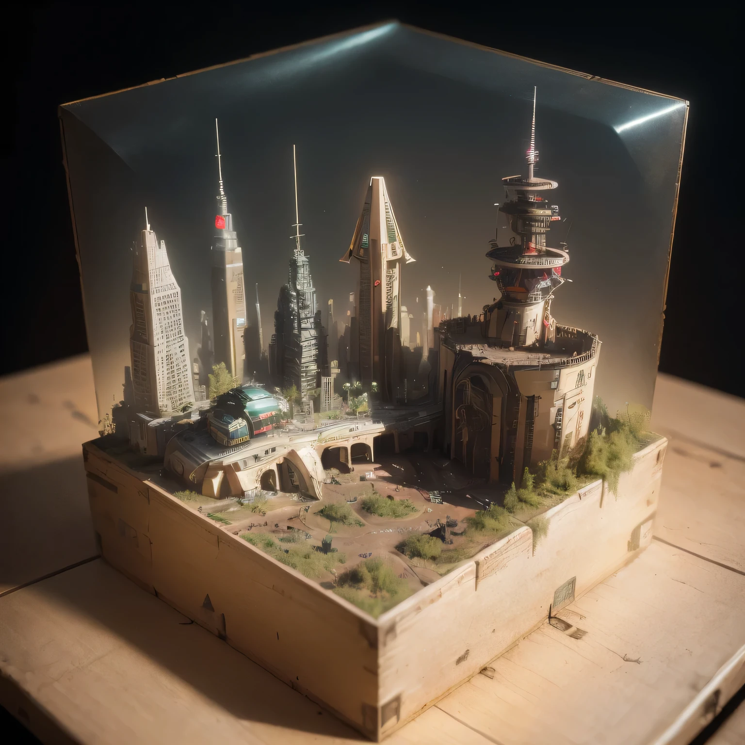 3598年Mars realistic model, (split ends, original photo, best quality, masterpiece:1.4),Steampunk Cyberpunk 6820 City,(CyberpunkMars light:1.3), Mars (related to land),(in a small nature box:1.3),Isometric, small nature, landscape on foundation,landscape,