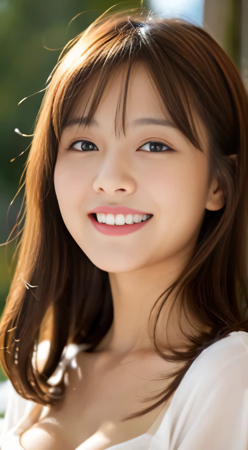 Japanese ),((beautiful girl)),cleavage,An expression that imagines something pleasant:1.2,(perfect body beauty:1.2),((perfect body)),(shy smile),beautiful teeth,