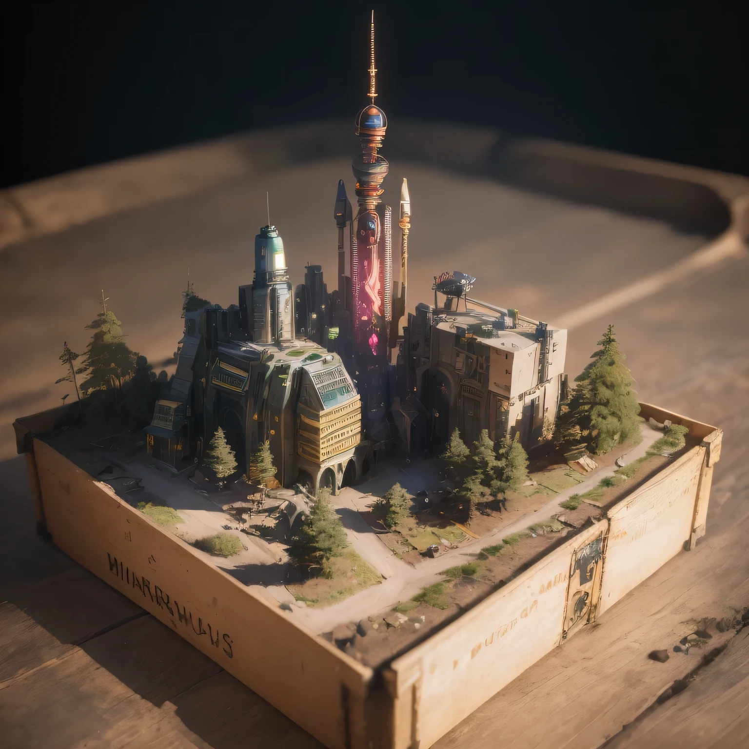 3598年Mars realistic model, (split ends, original photo, best quality, masterpiece:1.4),Steampunk Cyberpunk 6820 City,(CyberpunkMars light:1.3), Mars (related to land),(in a small nature box:1.3),Isometric, small nature, landscape on foundation,landscape,