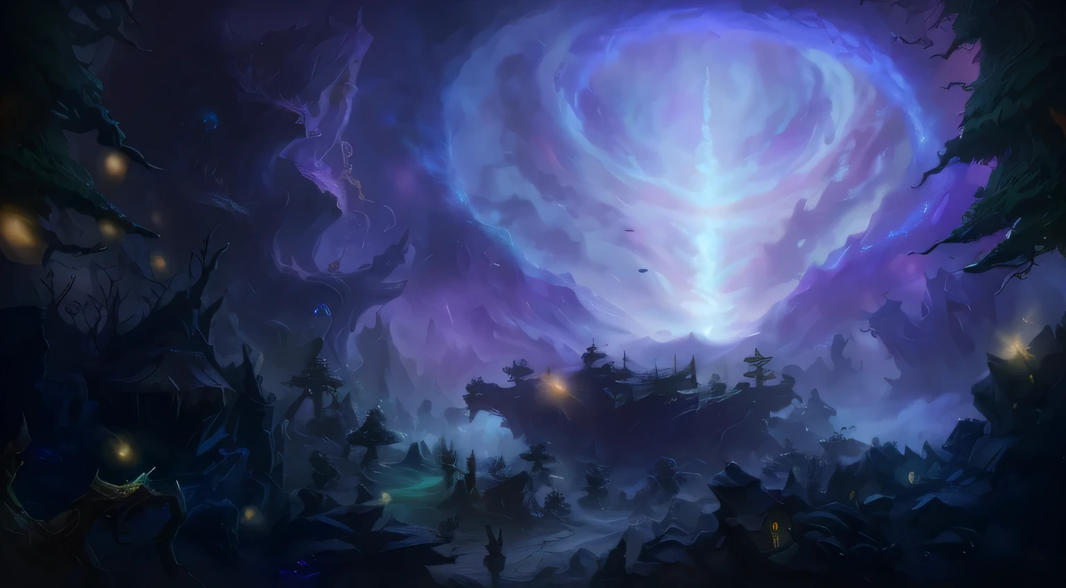 Close-up of forest painting,There is a spiral tree, World of Warcraft concept art, World of Warcraft Art style, Stunning mysterious background, World of Warcraft splash art, Fantastic Highlights of Concept Art, World of Warcraft Art, blizzard concept art, Blizzard game concept art, Official splash art, Blizzard Hearthstone Concept Art, League of Legends Concept Art