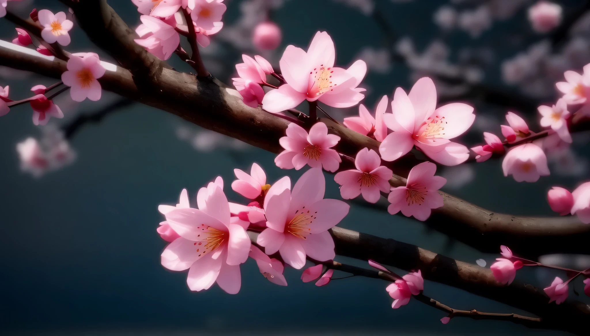 there is a close up of a pink flower on a tree branch, sakura flower, sakura flowers, cherry blossom, sakura bloomimg, blossom sakura, cherry blossoms, flower blossoms, pink flowers, cherry-blossom-tree, blossoms, beautiful image, plum blossom, flowers and blossoms, blossoming, cherry blossom tree, lush sakura, sakura season, paul barson