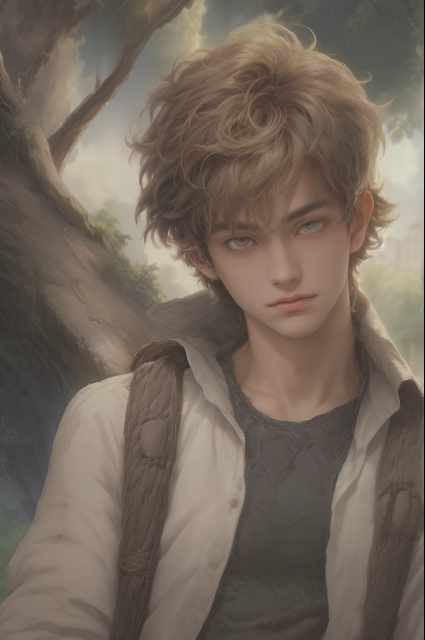 masterpiece, best quality, half body shot of a boy, young handsome boy, character from Marvel, intricate face details, handsome face, detailed scenery bg