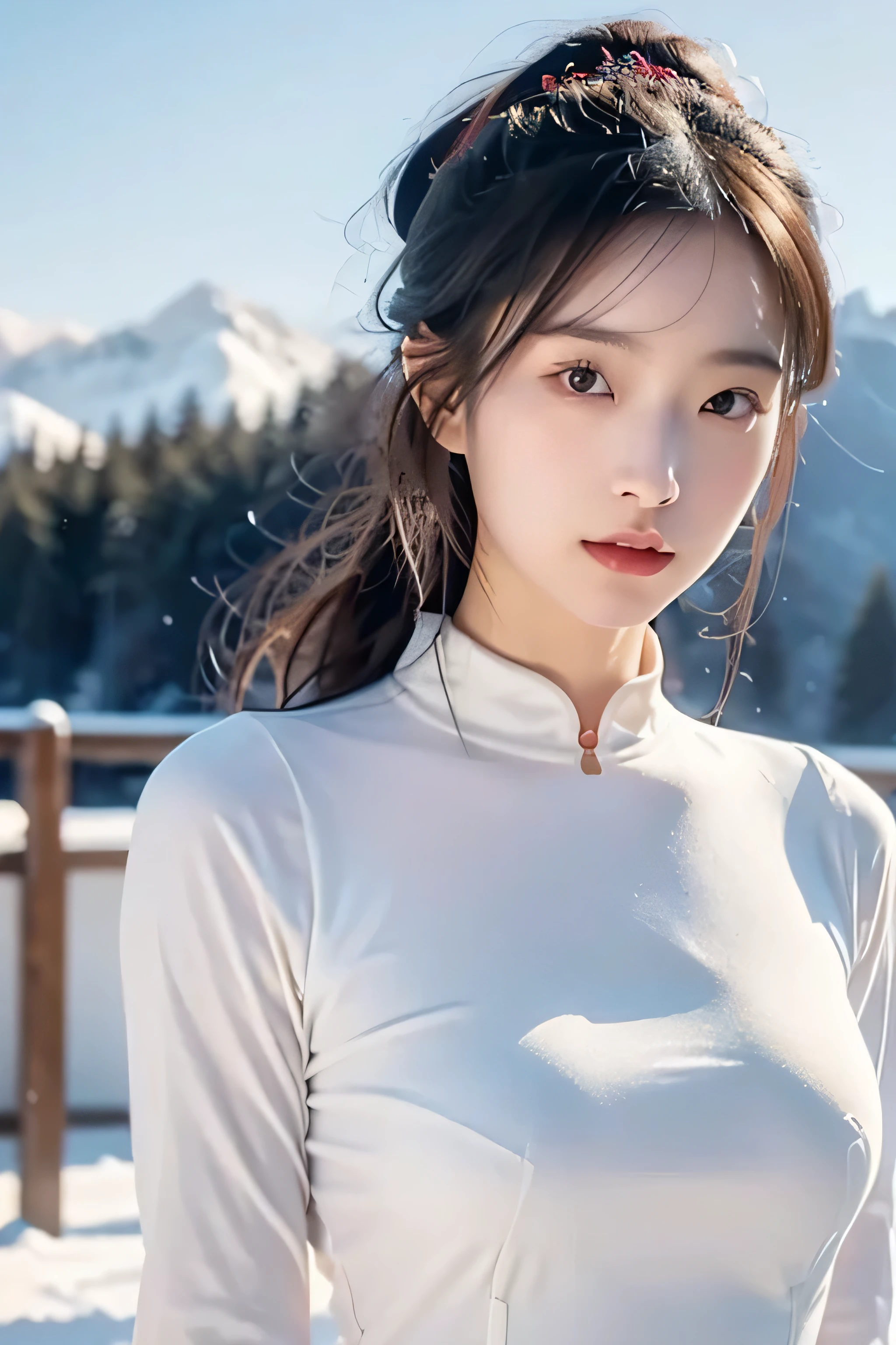 Close-up of a woman, James Jean Soft Light 4K, adequate : :, Decorative Arts, Inspired by Noriyoshi Oi, Popular topics on artstation, Mechanized female soldier, ski facility,perfect body shape