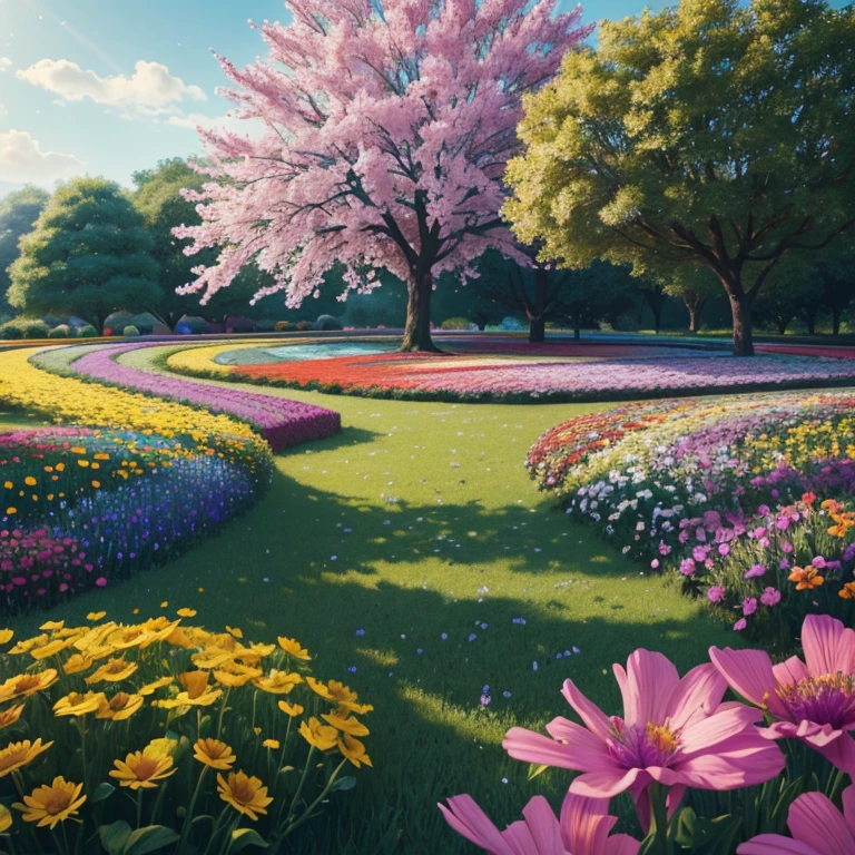 a field of colorful flowers,bright and vibrant colors,beautifully arranged,colorful and vibrant petals,fragrant flowers,different varieties of flowers,blooming in full glory,a carpet of flowers,a vivid display of nature's beauty,an explosion of colors,a picturesque scene,sunlit flowers,a symphony of colors,floral paradise,nature's masterpiece,an enchanting garden,the epitome of beauty,the beauty of nature, best quality,4k,8k,highres,masterpiece:1.2),ultra-detailed,(realistic,photorealistic,photo-realistic:1.37